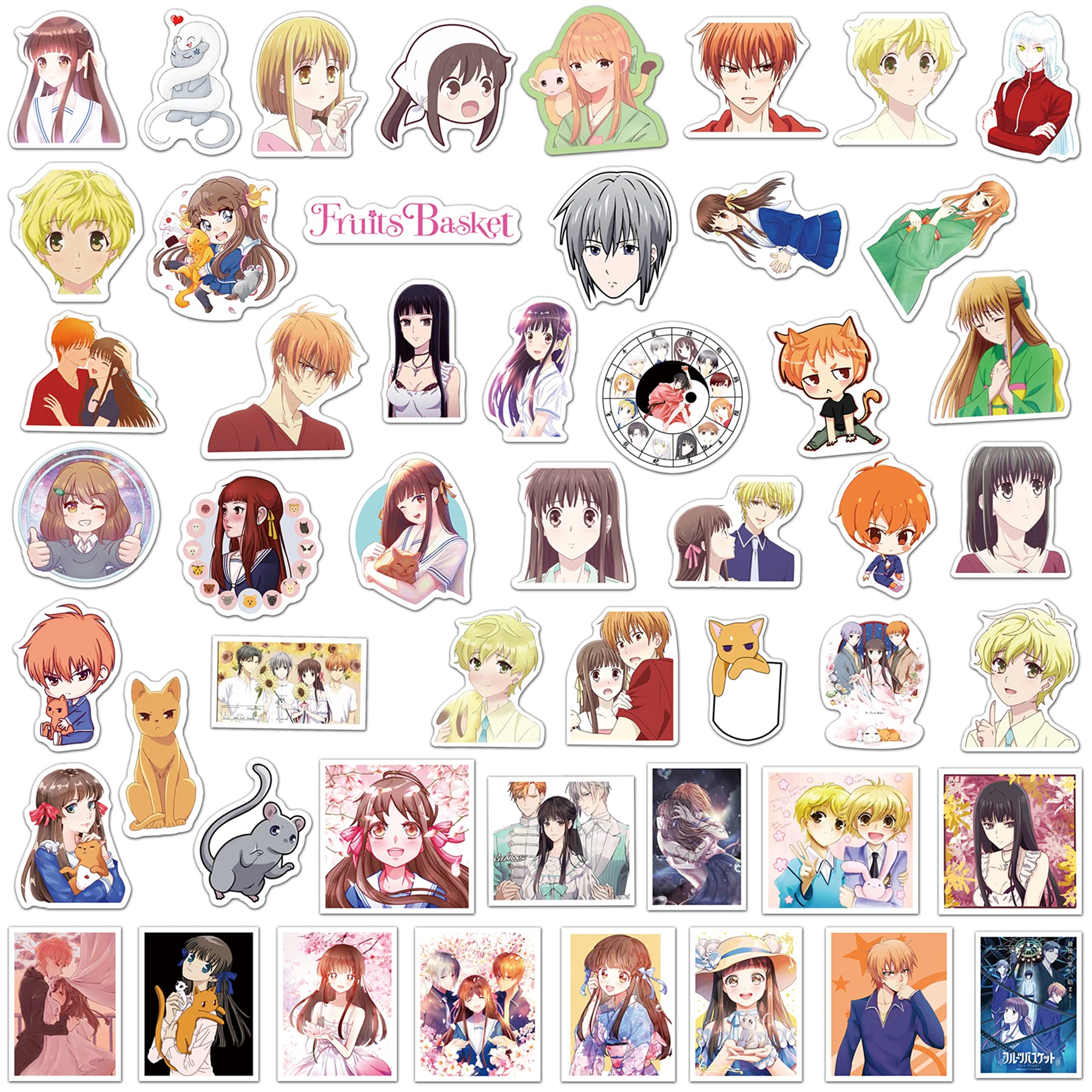 Fruits Basket Stickers,100pcs Fruits Basket Sticker Pack Fruits Basket