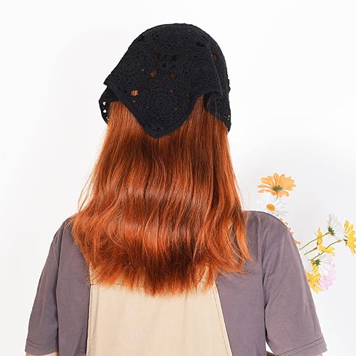 Miniatura 6 de 2 bandanas de ganchillo para la cabeza, bufanda para el cabello, bufanda para el cabello para mujeres y niñas, accesorios de punto floral para el