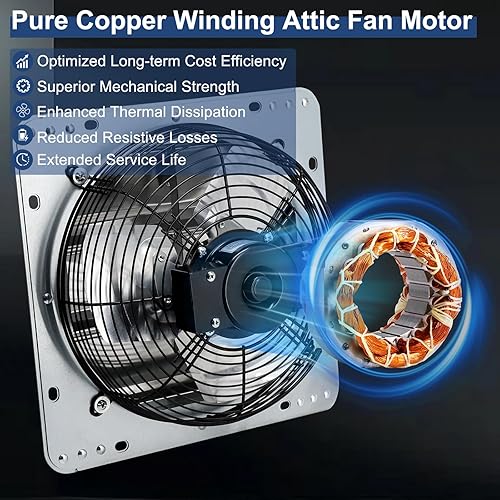 Miniatura 4 de Criditpid Extractor de persiana montado en la pared de 7 pulgadas con interruptor de encendidoapagado, motor de cobre puro de alta velocidad y bajo