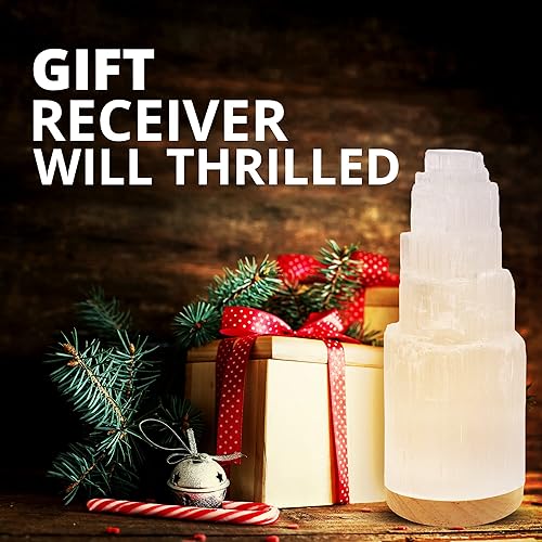 Miniatura 6 de Himalayan Glow WBM - Lámpara de cristal de selenita, lámpara morrocana, luz nocturna decorativa  7 pulgadas de alto