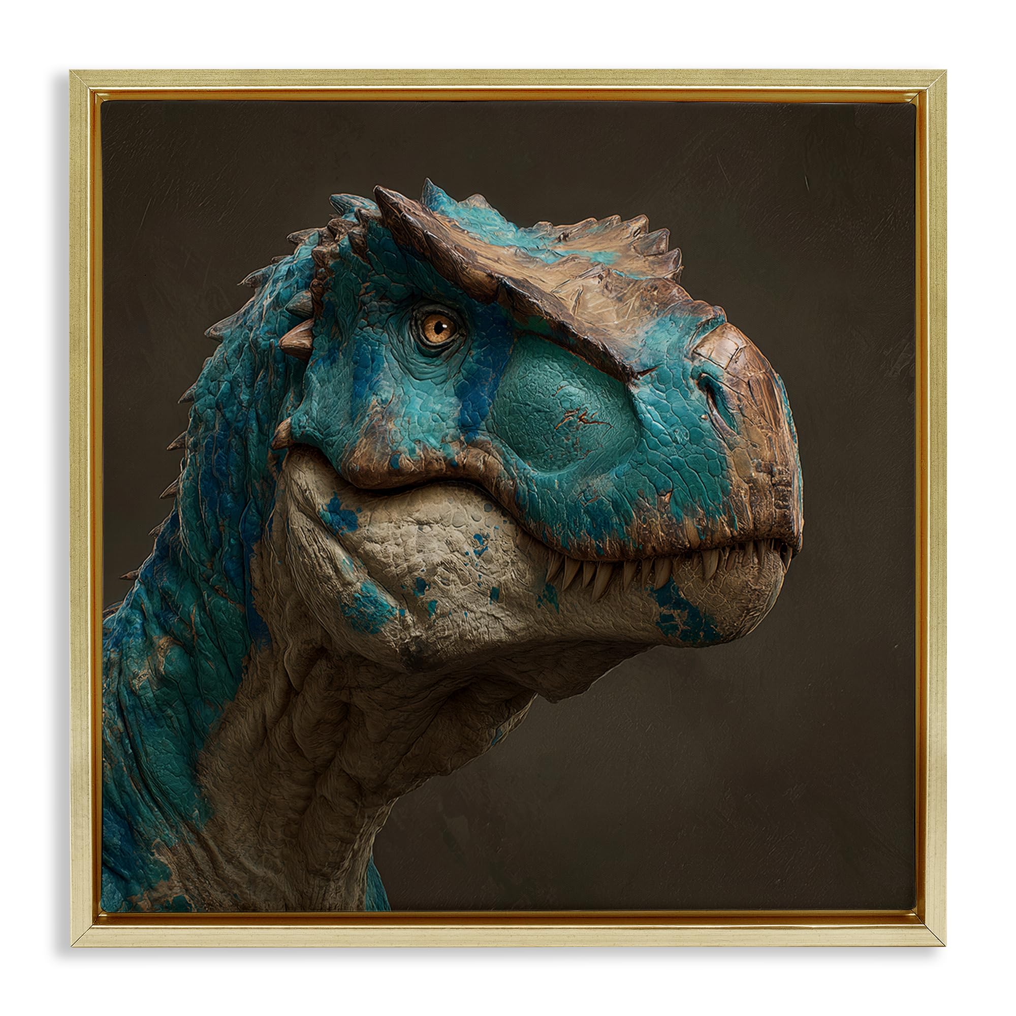 Cerulean Scaled Dinosaur Detail, 17 x 17 Inch Canvas in Floater Frame