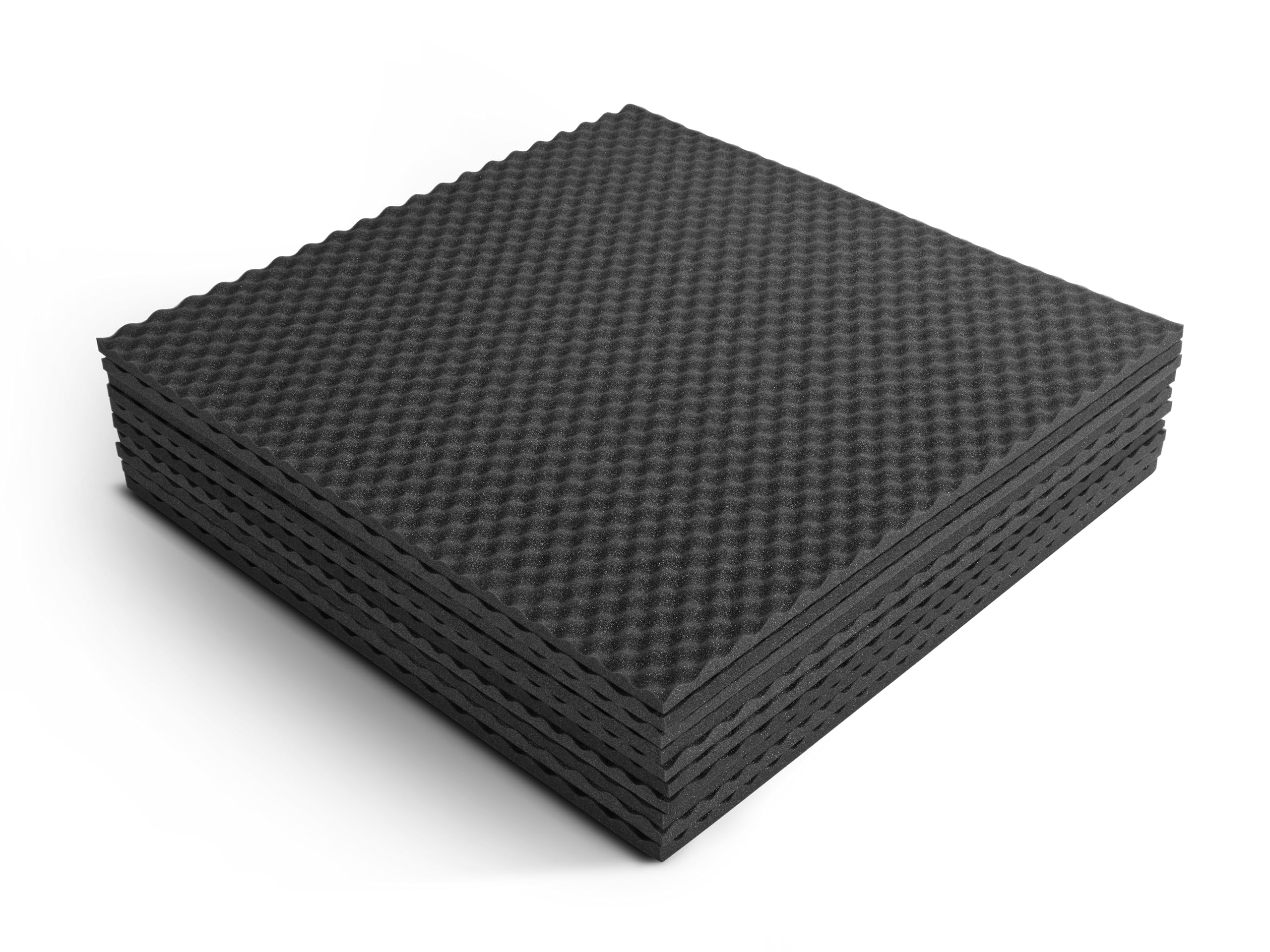 FLYFOAM | Pannello Fonoassorbente Bugnato in Poliuretano Espanso, 10 Pezzi da 100x100x3 cm, D25 con Comportamento al Fuoco HF1-UL94, per Assorbimento e Isolamento Acustico, Made in Italy