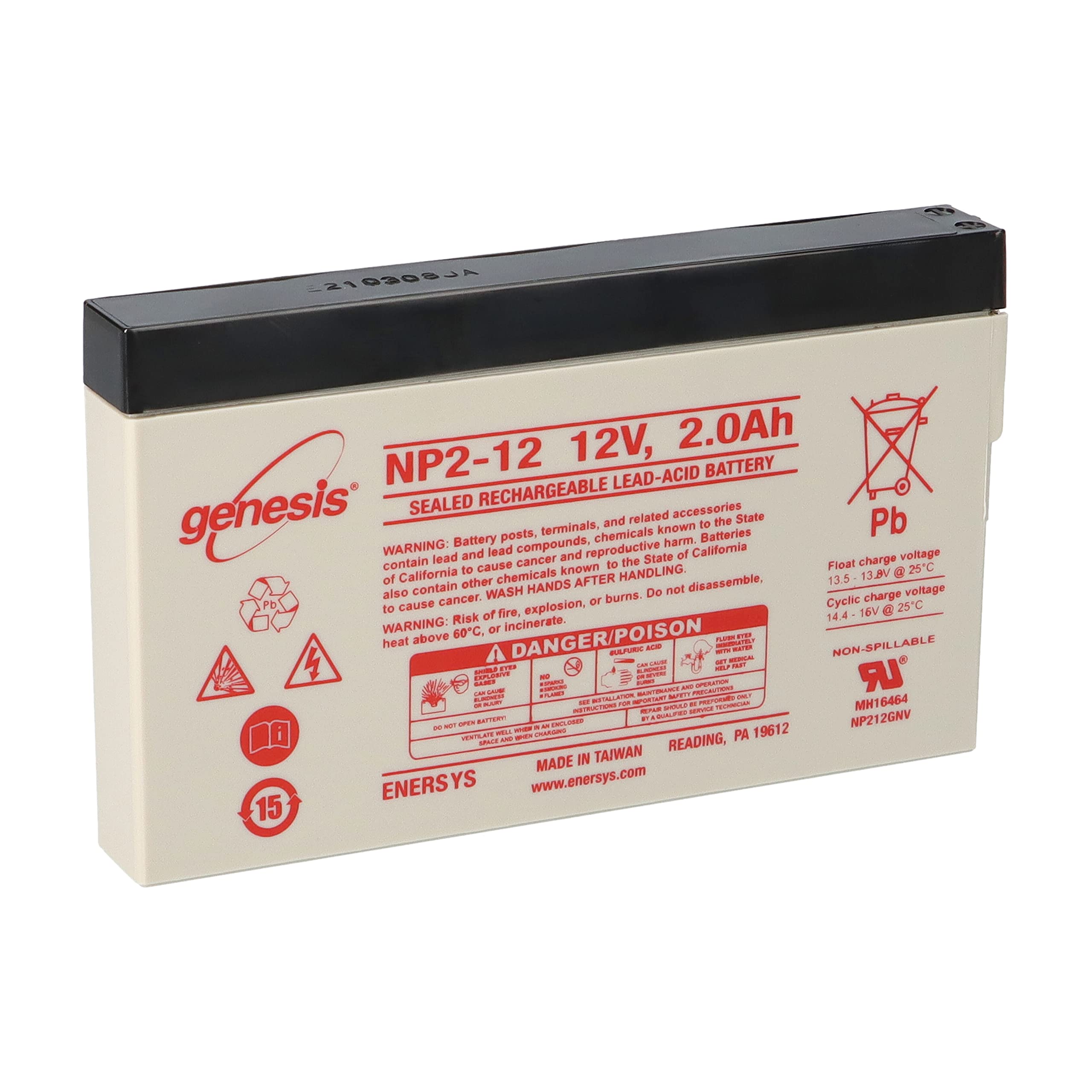 Batterie au plomb Hawker Genesis NP2-12FR 12 V 2,0 Ah AGM pour volet roulant sans entretien