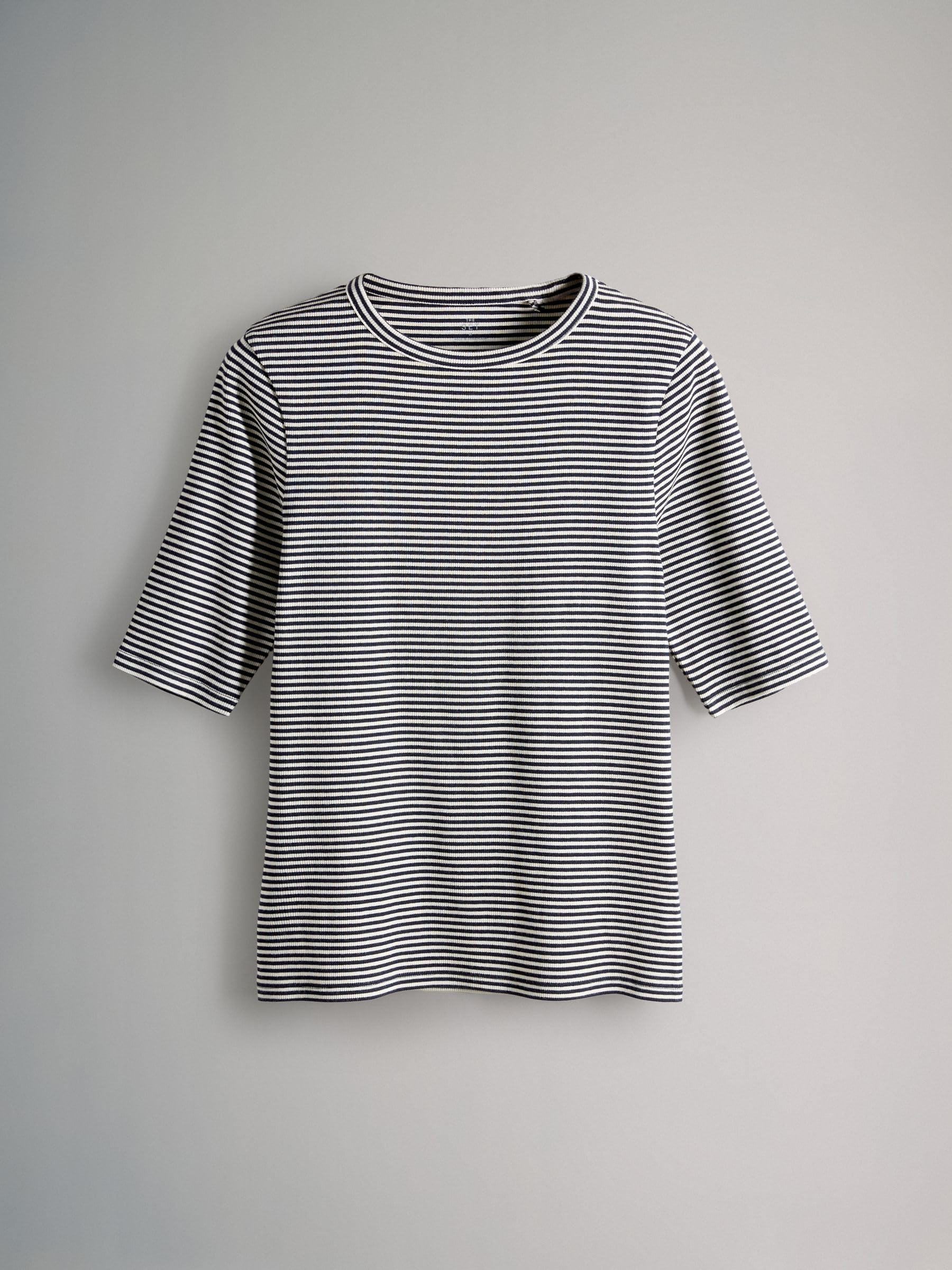 THE SET Femme T-Shirt côtelé à Manches mi-Longues, Lot de 5 | Coupe standard