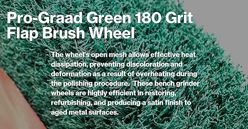 Miniatura 5 de Pro-Graad Amoladora de banco no tejida de grano 320 rojo de 8 x 2 pulgadas, rueda de cepillo para pulido y acabado de pulido para aluminio y cobre,