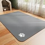 Pet Feeding Mat - Absorbent Dog Mat for Food and Water&comma; No Stains Cat Bowl Mat&comma; Easy to Clean Pet Placemats&comma; Quick Dry Dog Water Dispenser Mat for Messy Drinkers &vert; Paw Dark Grey 12"x 19"