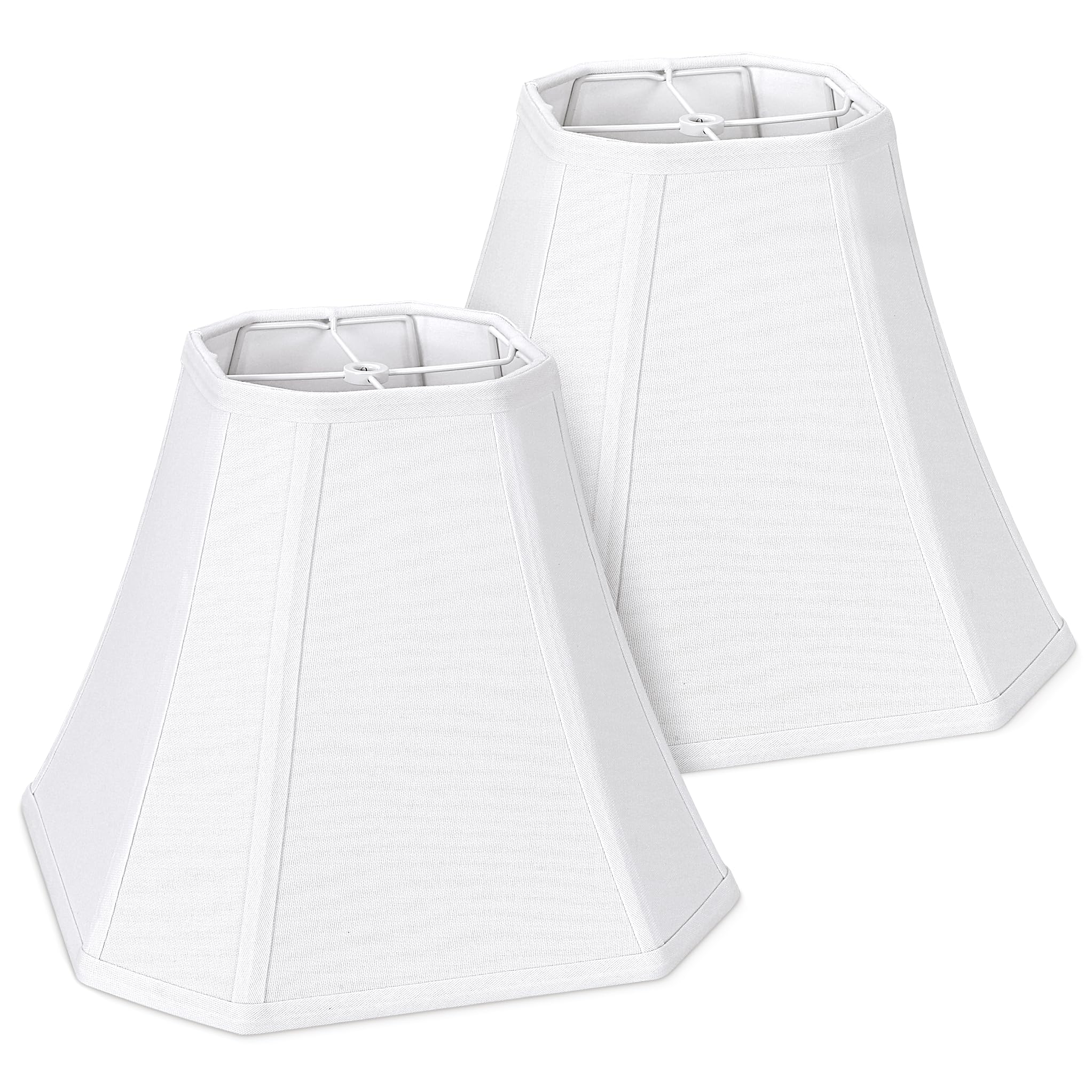 2-Pack White Square Cut Corner Lamp Shades, 6.5" Top × 13" Bottom × 10.6" Height, Spider Fitter – Medium Shade for Table Lamps, Foldable Bell Fabric Lampshade, Modern & Minimalist Home Decor. — image 1
