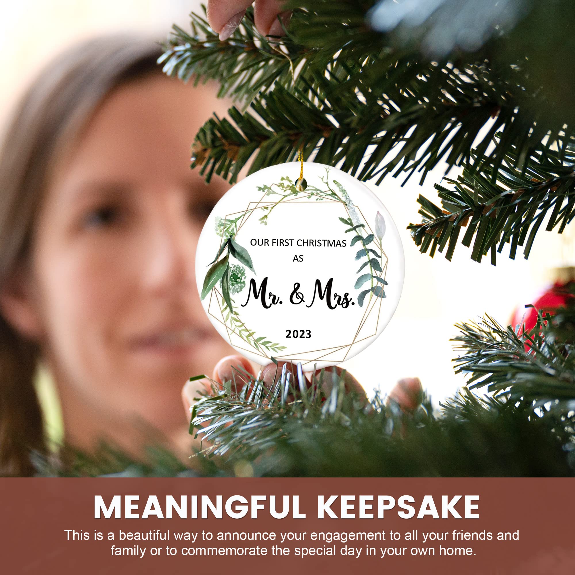 Ornement De Noël Personnalisé - Premier Noël Jeunes Mariés - Cadeau Plus