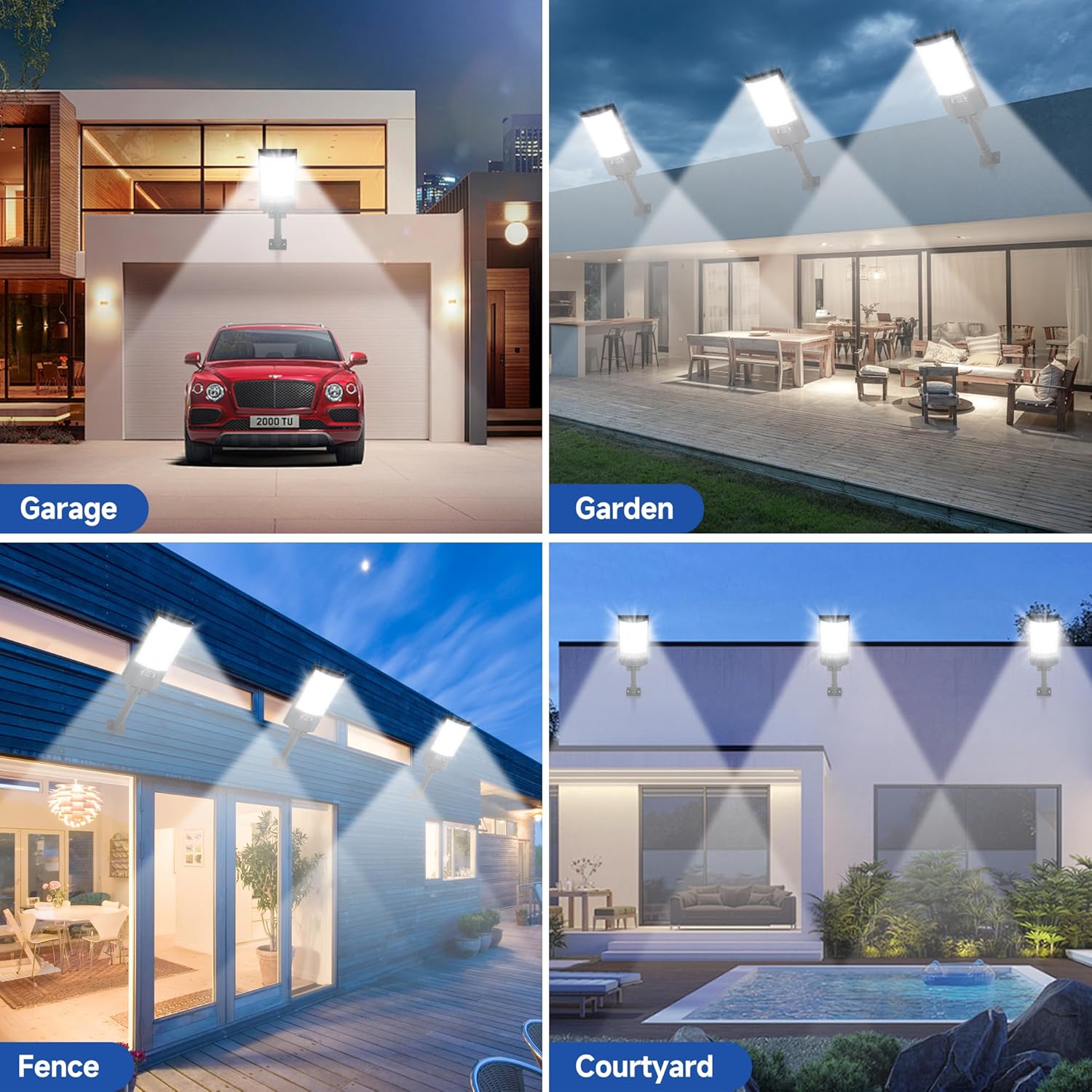 Solar Street Lights Outdoor, Waterproof Motion Sensor Solar Lights with Remote Control, 6500K Dusk to Dawn Parking Lot Flood Light for Outside Garage Yard, 6 Pack - Image 6