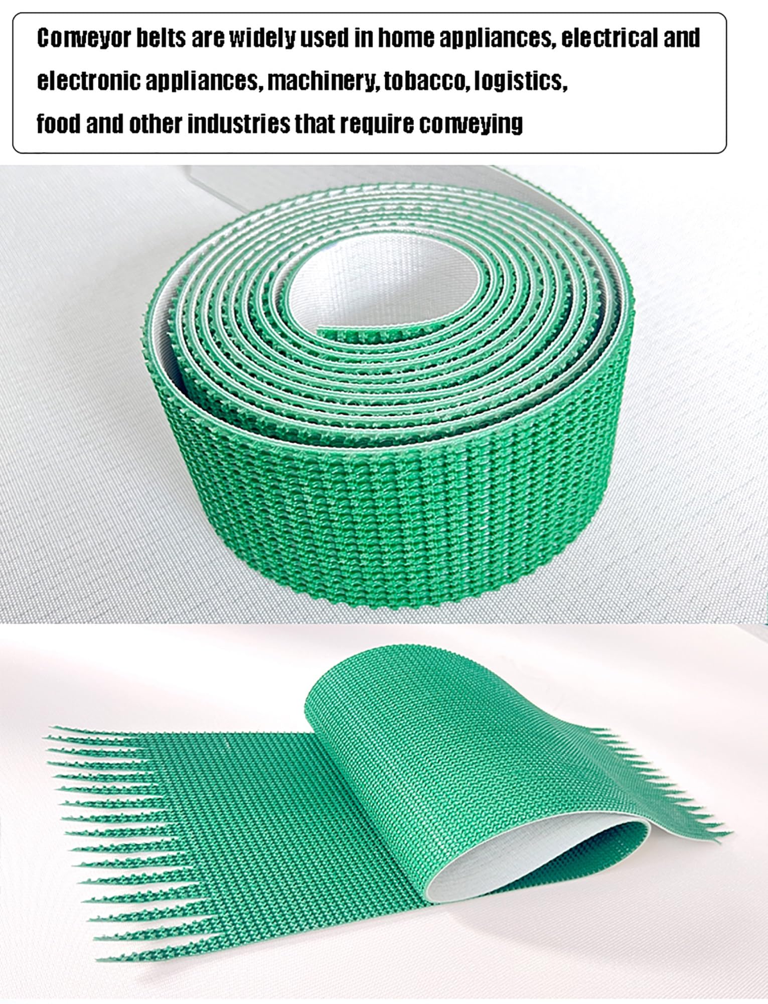 Nastro trasportatore in PVC per Nastri trasportatori da Tavolo, Spessore 4 mm, Resina antistrappo, Alimentazione a rulli a trazione elettrica, Adatto per Linee di Produzione (45,3 x 9,1 poll