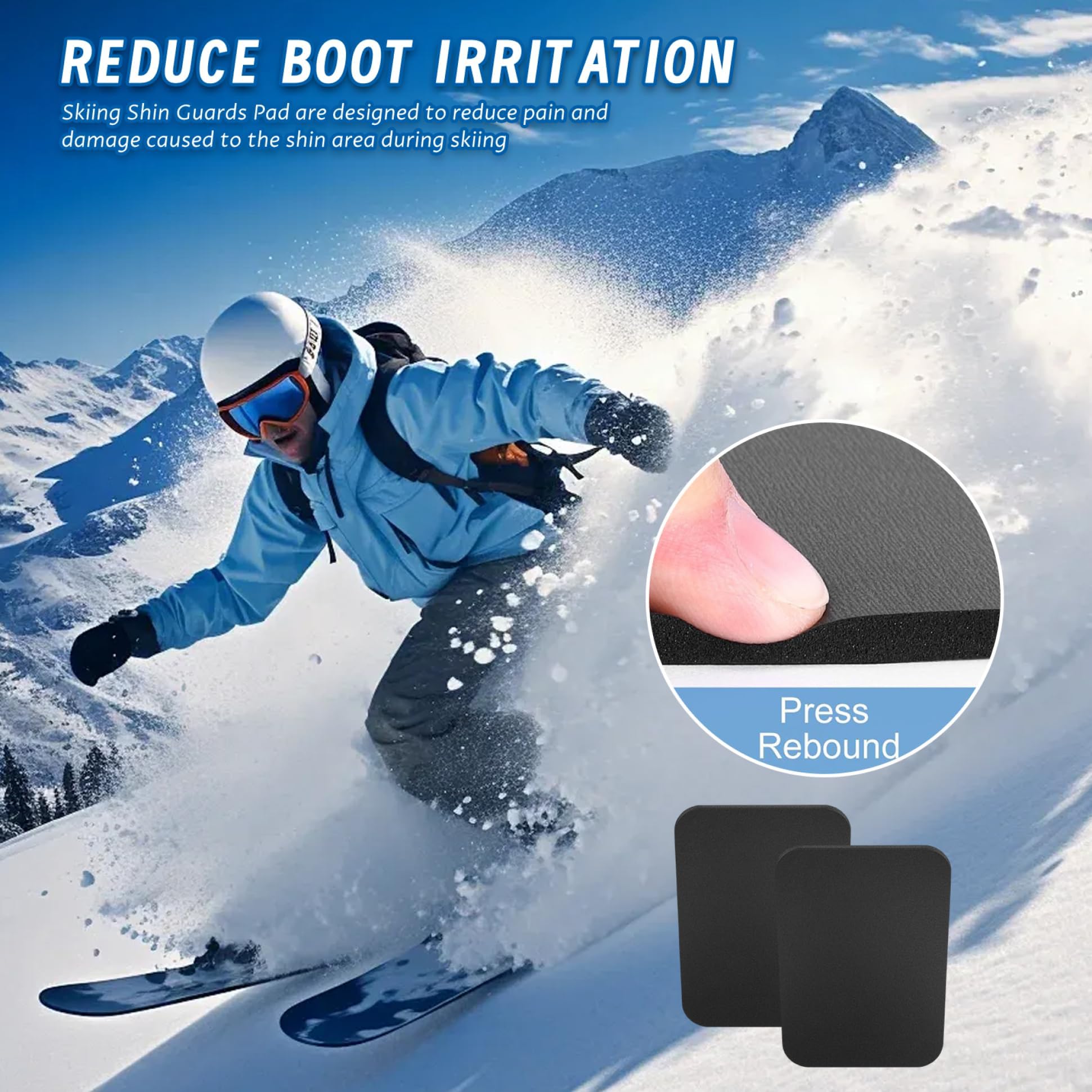 Protector de Tibias para Esquí, 4 Piezas Protector de Piernas Recortable, Espinilleras Esqui Engrosadas para Deportes de Invierno, Entusiastas del Esqui, Atletas