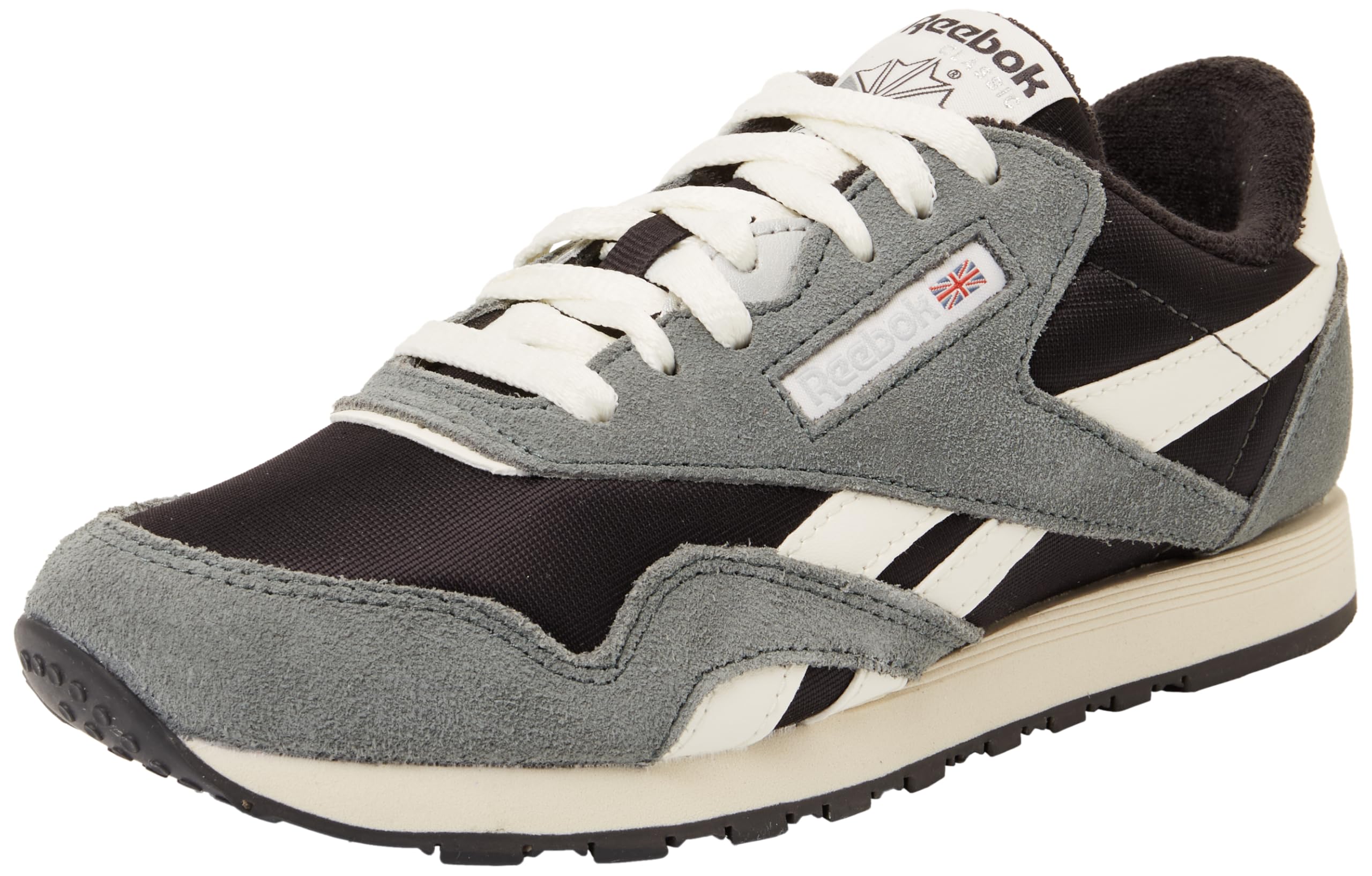 Reebok Men's Classic Nylon Sneaker, Washed Black Dark Fog Chalk, 4.5 UK