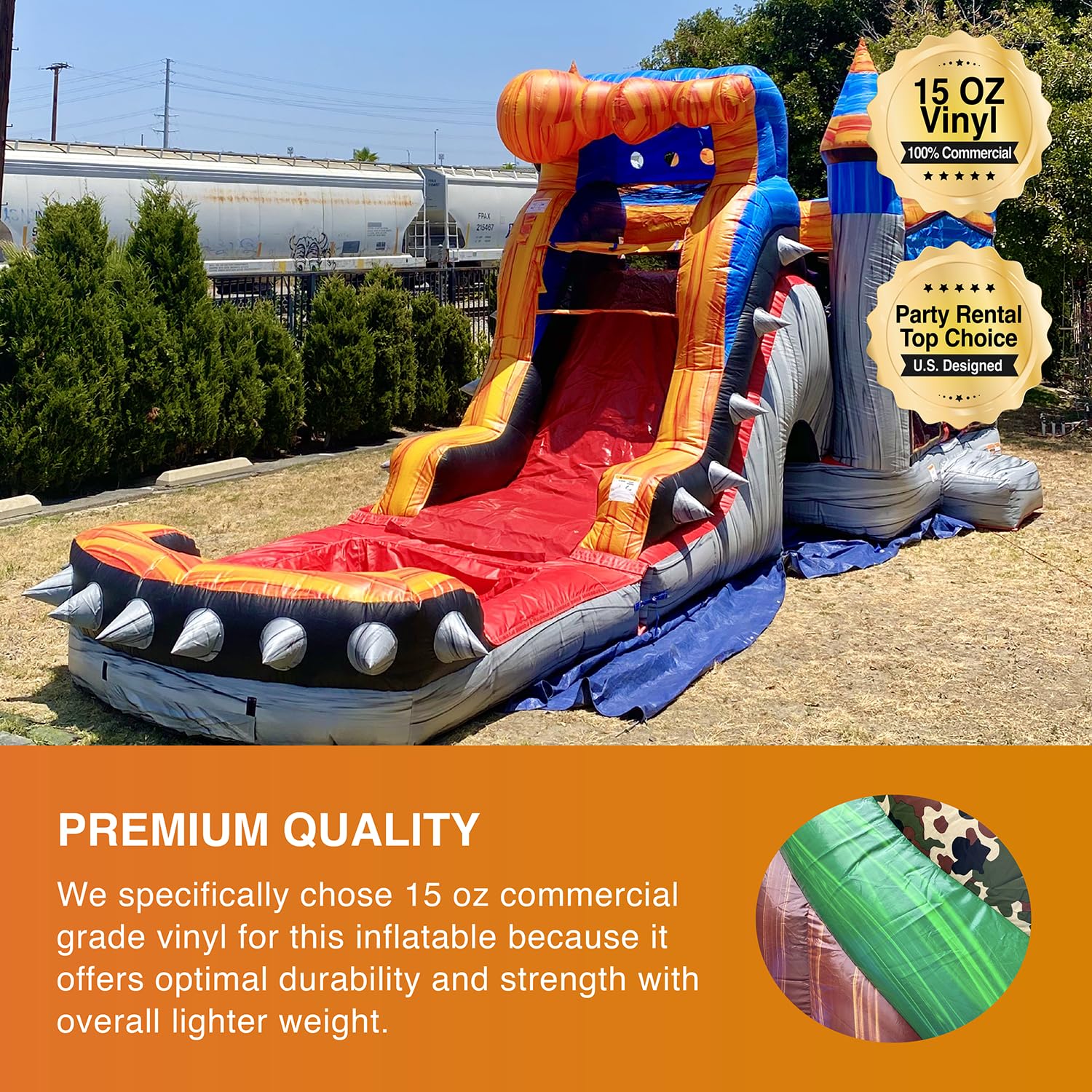 JumpOrange Rocker Commercial Grade Bounce House Water Slide with Detachable Pool for Kids and Adults (with Blower), Wet Dry, Basketball Hoop, Outdoor Indoor, Big Inflatable, Birthday Party