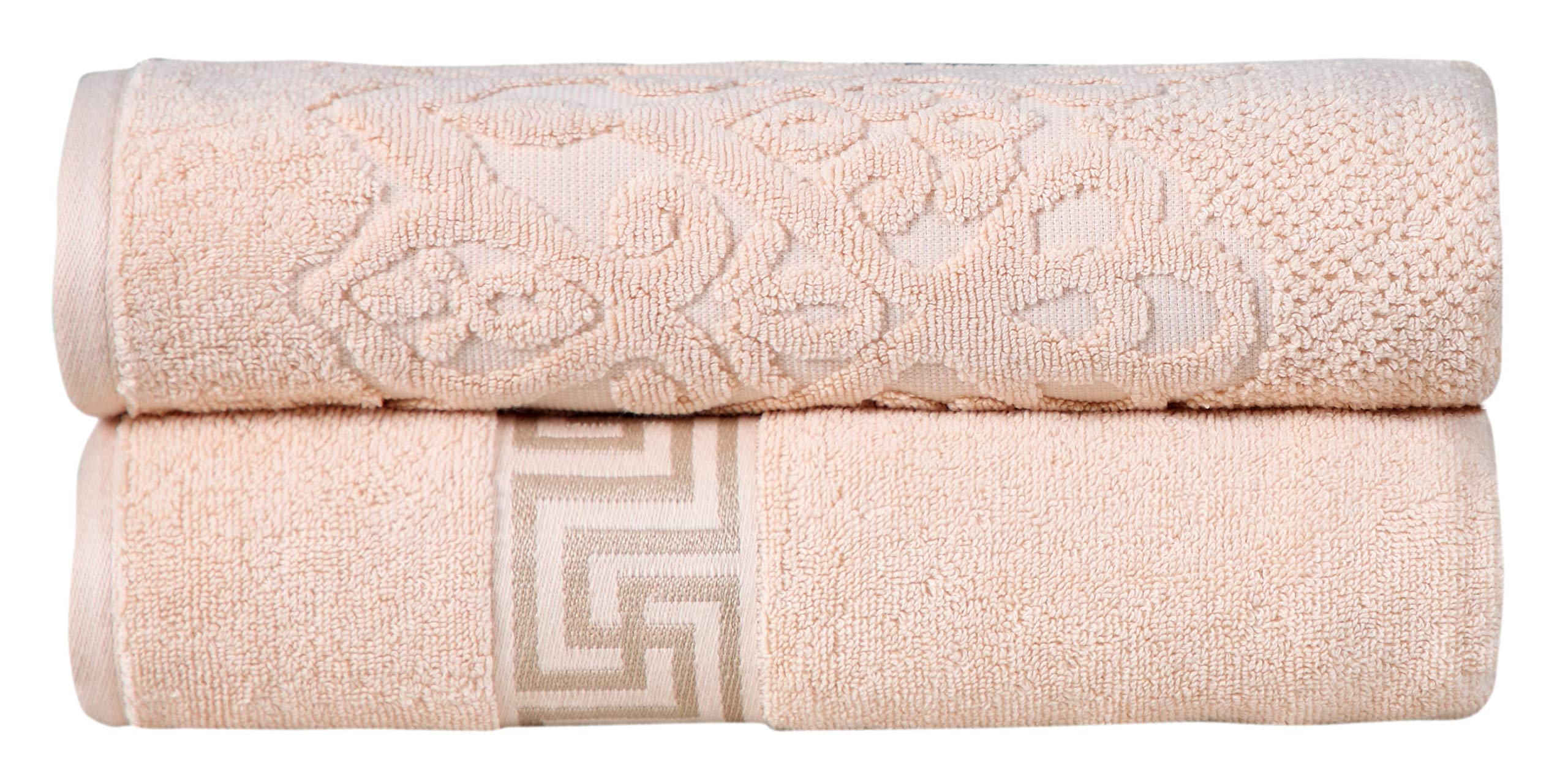 Excel Hometex Jacquard 2 PC Towel 100% Luxurious Cotton 600 GSM Bath Towel Set (Peach, 28