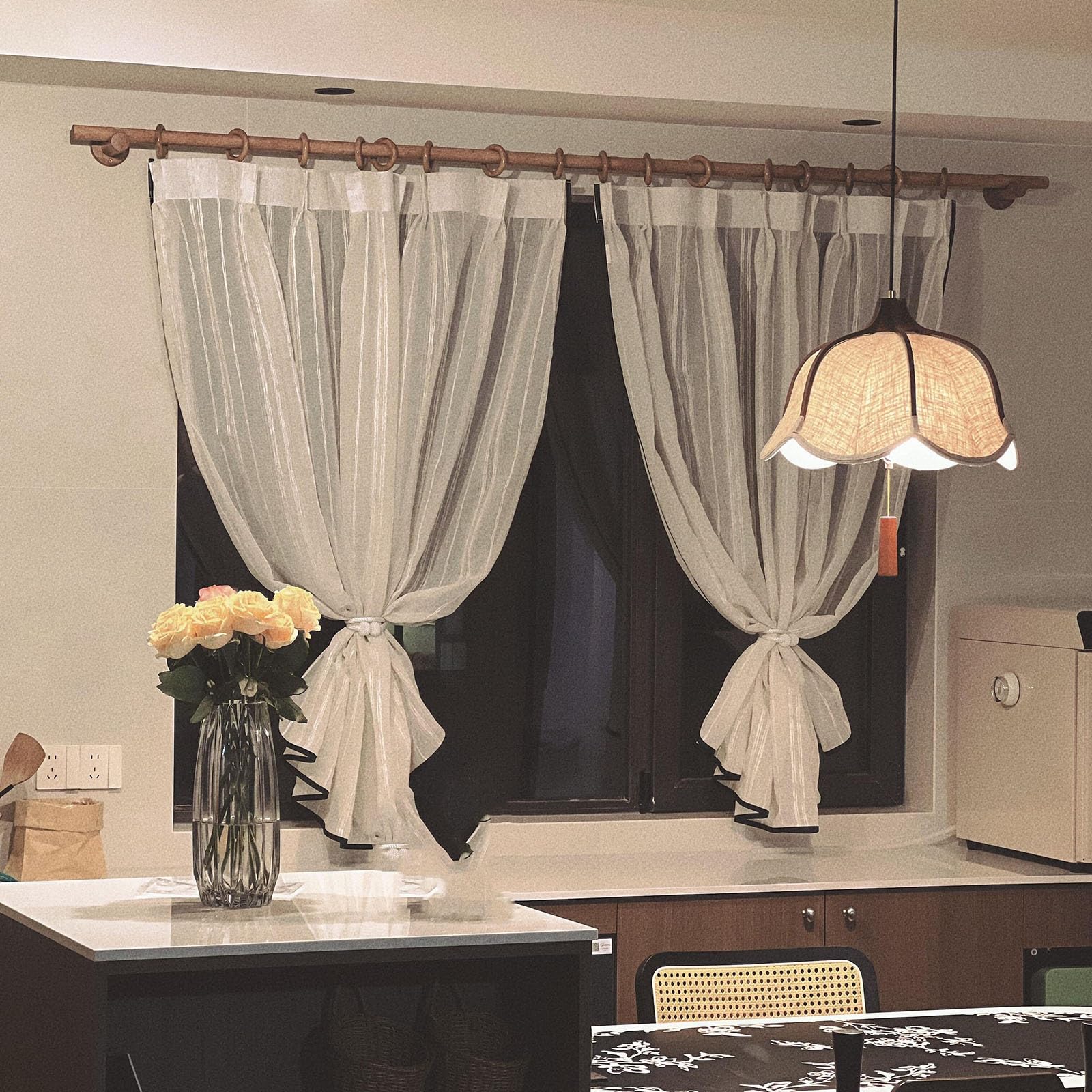 Bastone per tenda in legno massello, 120 cm, design silenzioso B per una facile installazione, stile fisso, ideale per camera da letto