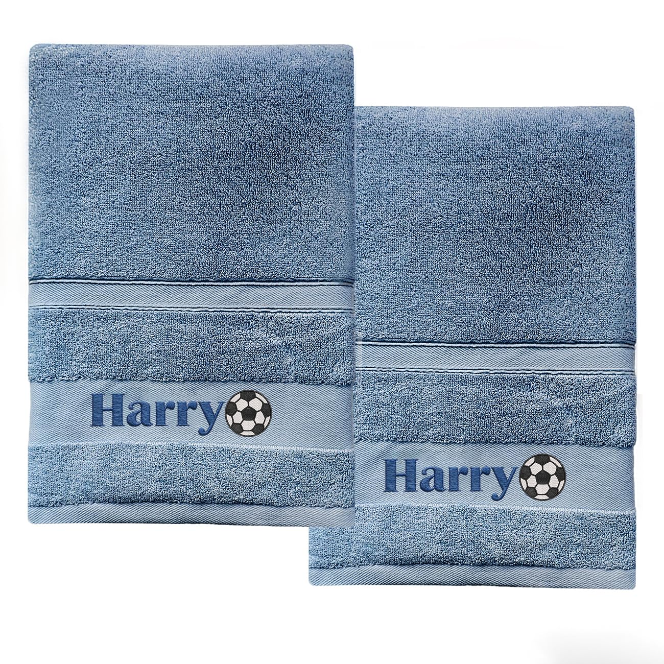 SWETHT 2-Piece Personalised Embroidered Hand Towel with Custom Name,Monogrammed Towel Gift for Baby, Kids & Adults | Unique Wedding, Birthday Gift Idea 100% Cotton (Blue, 2PCS Hand Towel(35cmx75cm)) — image 1