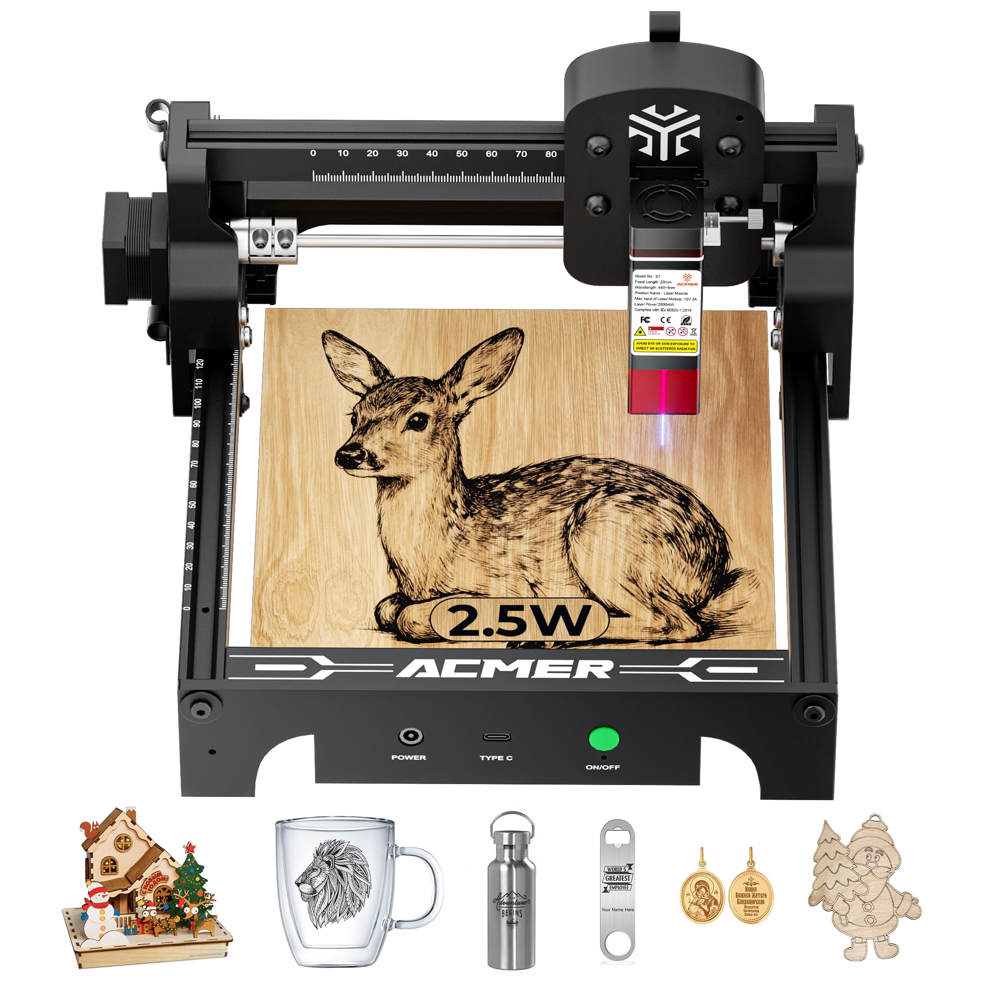512501 ACMER S1 レーザー彫刻機 2500mW クラス1 Amazon.com: ACMER S1 Laser Engraver 2500mW, Compact Desktop