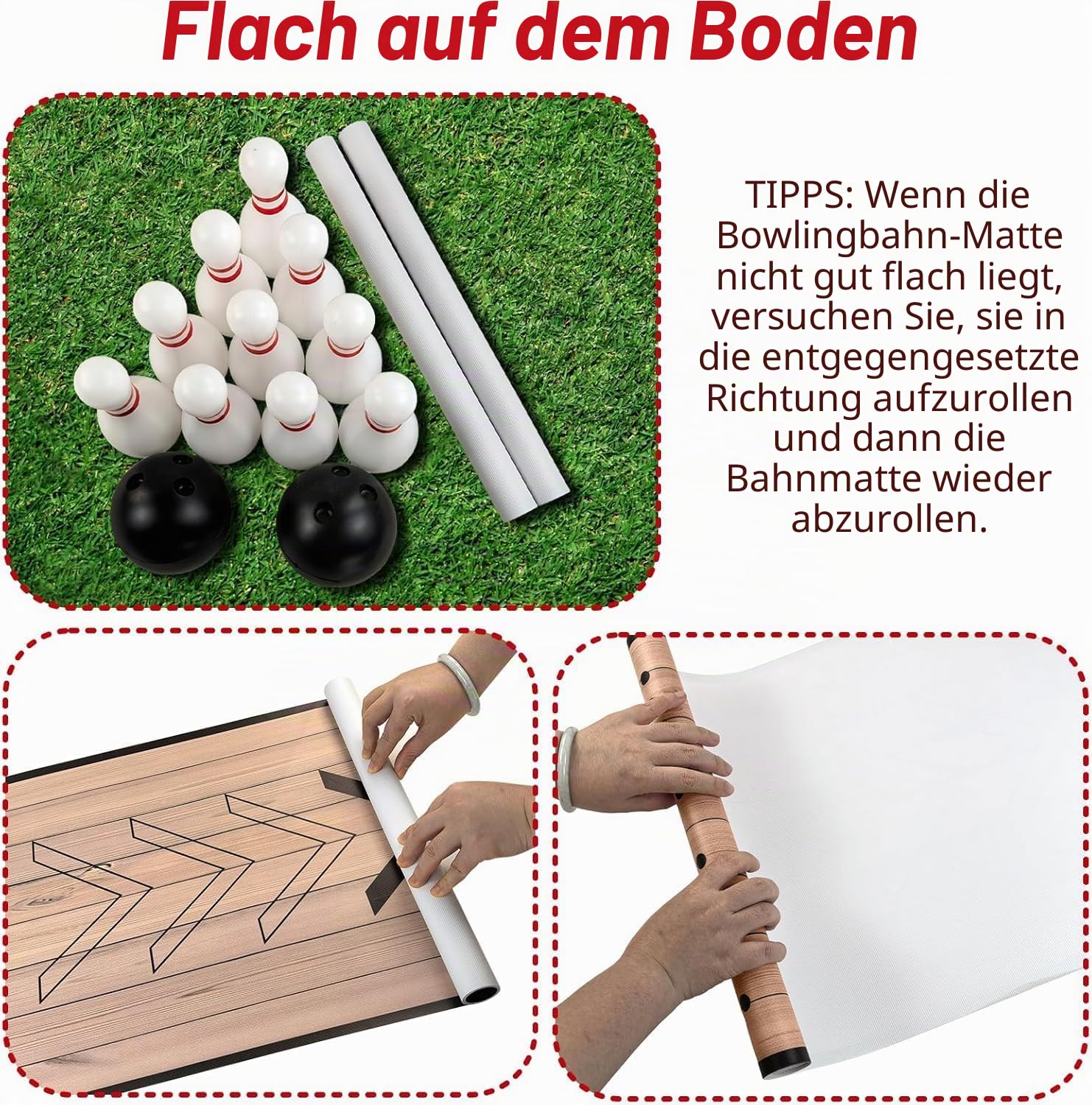 Mini Bowling Set, Indoor Outdoor Home Bowling Set, Bowlingbahn Set mit Lane, Bowling Pins & Ball Set, Full Bowlingbahn Set für Familie Freunde