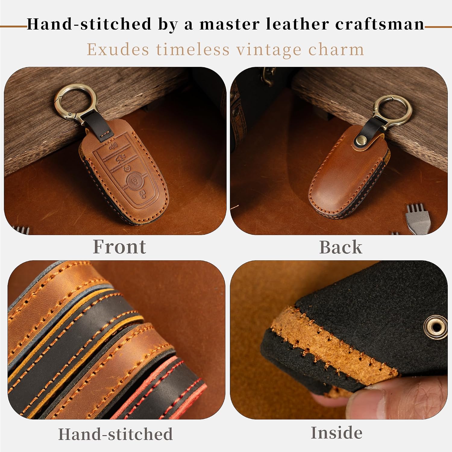 for Lexus Leather Key Fob Cover with Keychain,Leather Key Case Full Protector Compatible with ES LS LC UX NX RX GX TX LX image 4