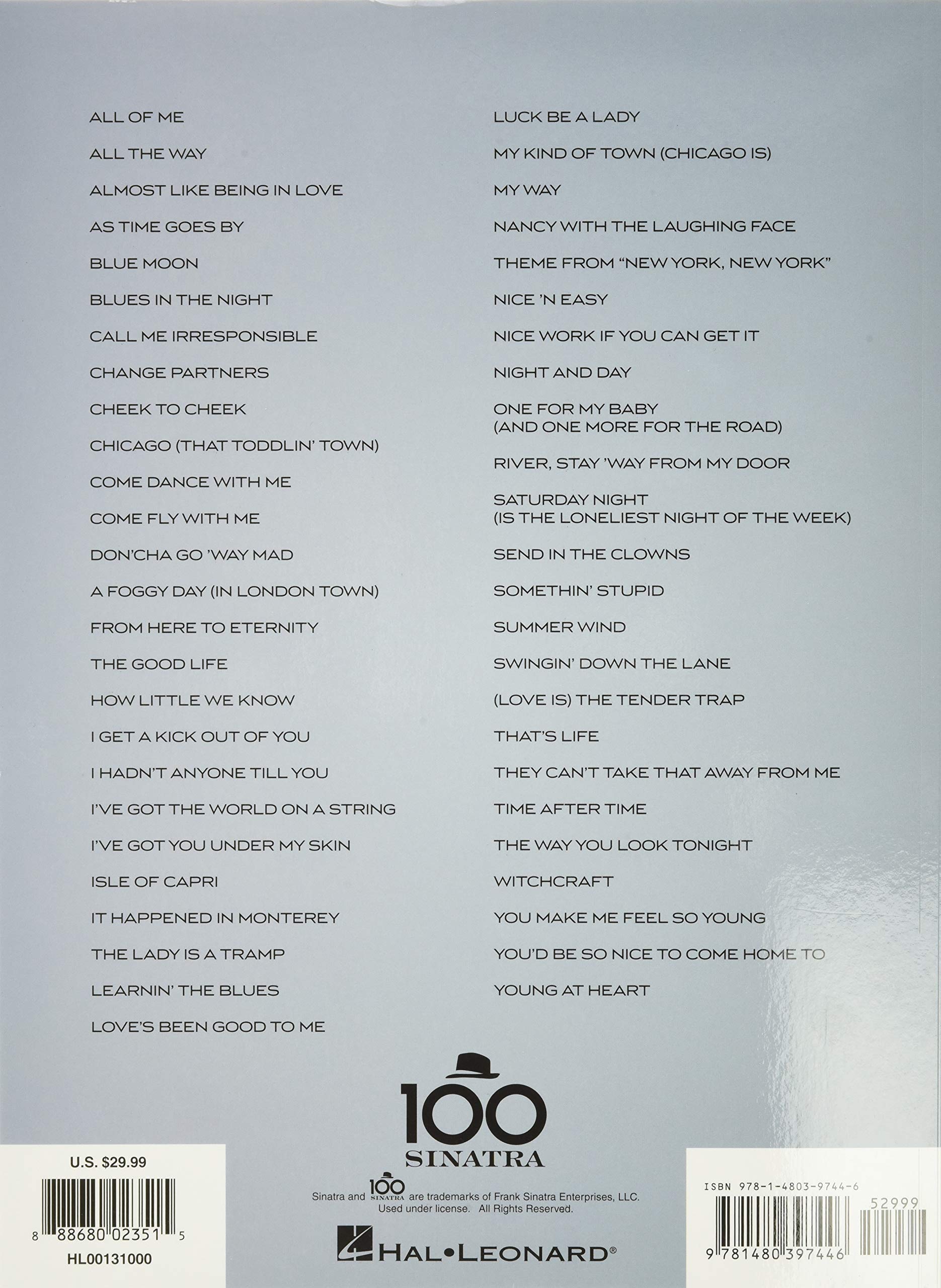 Frank Sinatra - Centennial Songbook - Original Keys for Singers (Vocal Piano)