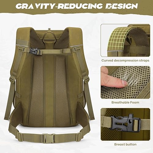 Miniatura 5 de Maelstrom Mochila táctica para hombre, resistente al agua, mochila militar de 40 L, para senderismo, campamento, gimnasio con sistema Molle (caqui)
