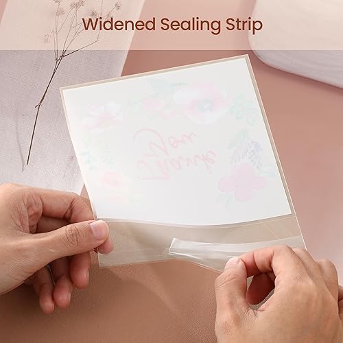 Miniatura 5 de NUOMI 100 bolsas de celofán con texto en inglés "Thank You", autoadhesivas, resellables, bolsas de golosinas para galletas, velas, jabón, 5.5 x 6.7