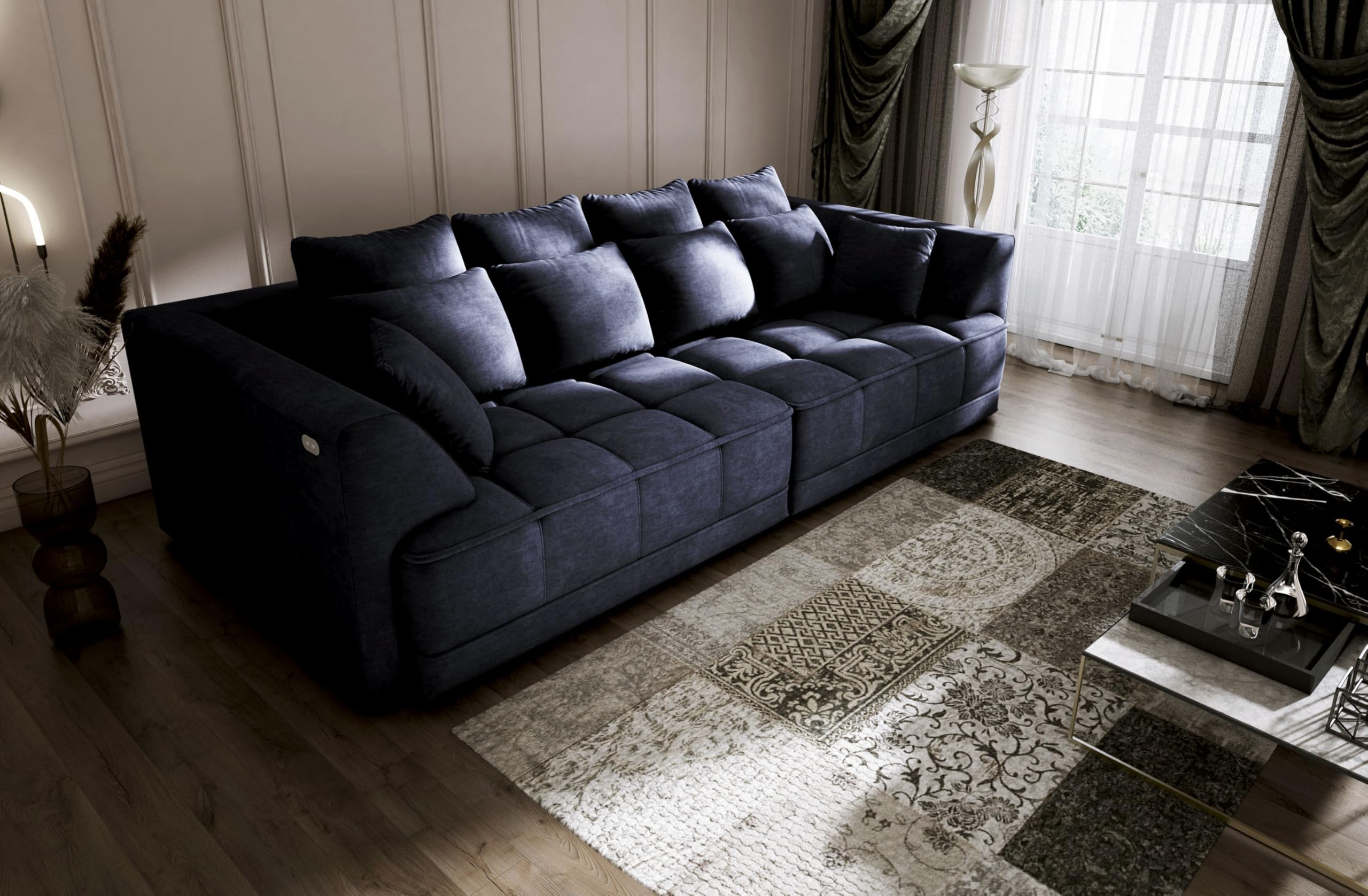 Big Sofa Tiga XXL, Schlafsofa, Couch, Schlafcouch mit Schlaffunktion 302 cm Breit (Cloud 79)