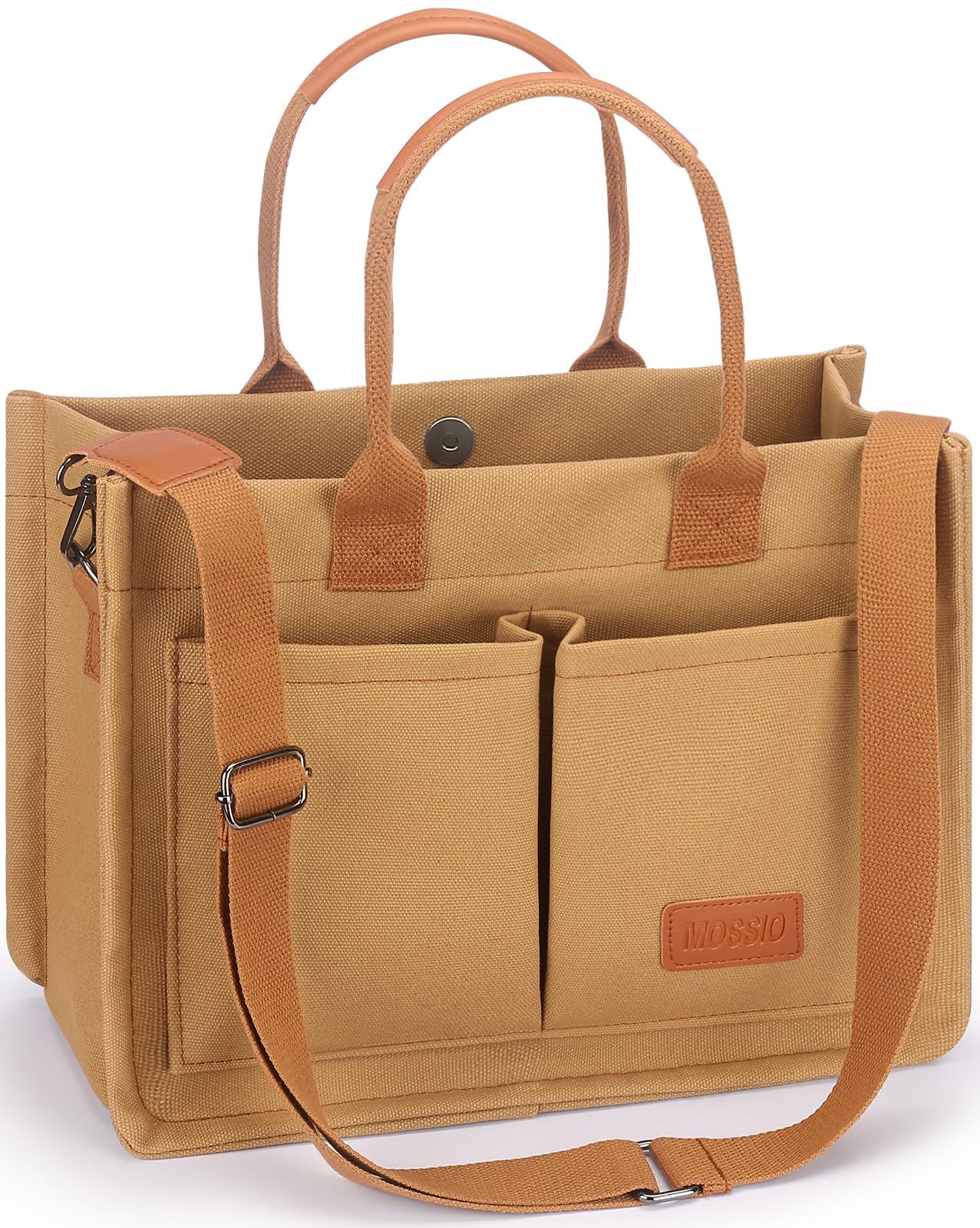 Mossio Large Canvas Tote Bag for Women with Pockets - Laptop Crossbody Work Tote Bag Everyday Bag Shoulder Purse Handbag