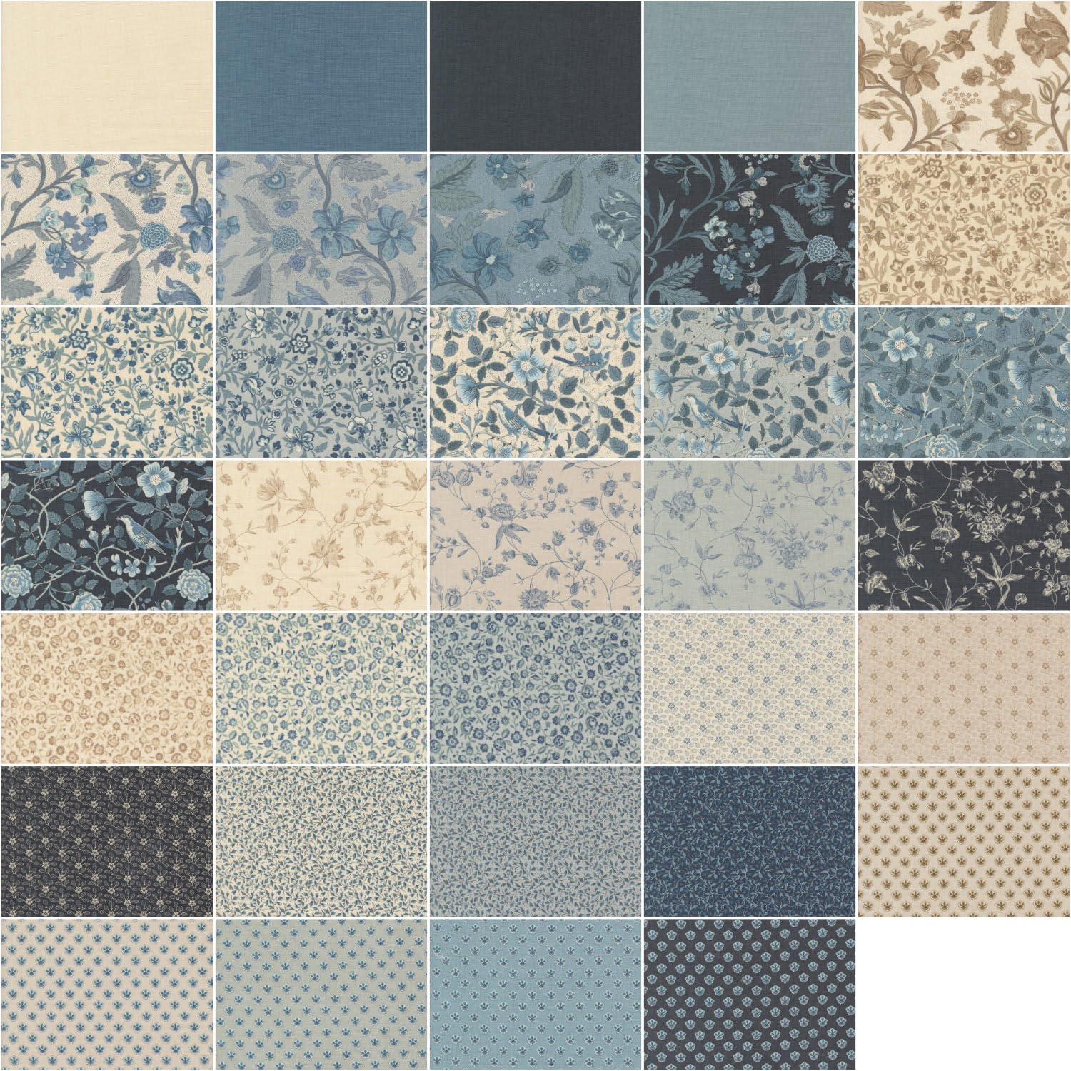 Sacre Bleu Charm Pack by French General; 42 5-inch Precut Fabric Quilt Squares - Image 2