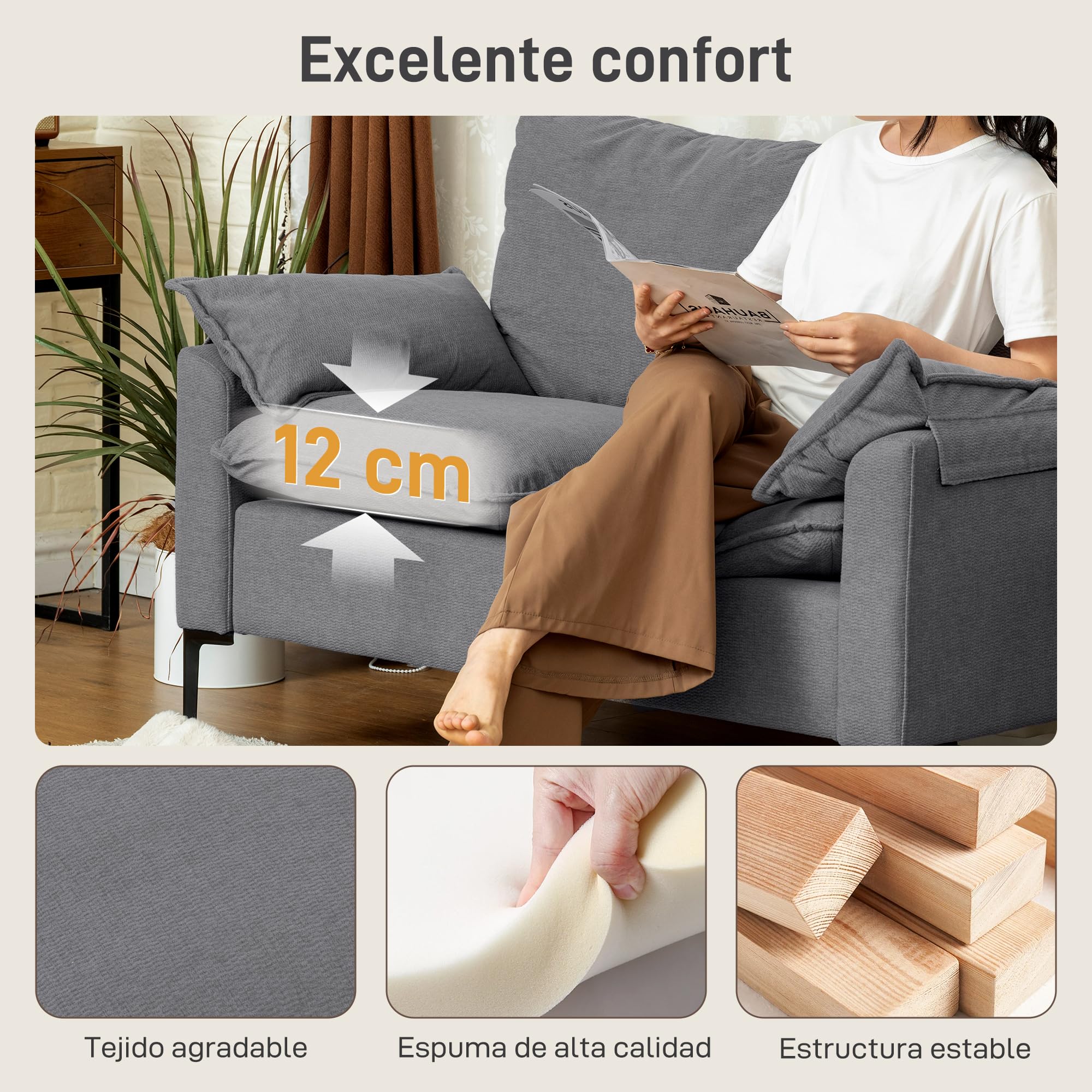 HOMCOM Sofá de 2 Plazas, Tapizado en Terciopelo, Sofá Moderno con Patas de Metal, Reposabrazos Acolchado, para Salón, Dormitorio, Oficina, Sala de Estar, 130x77x84 cm, Gris