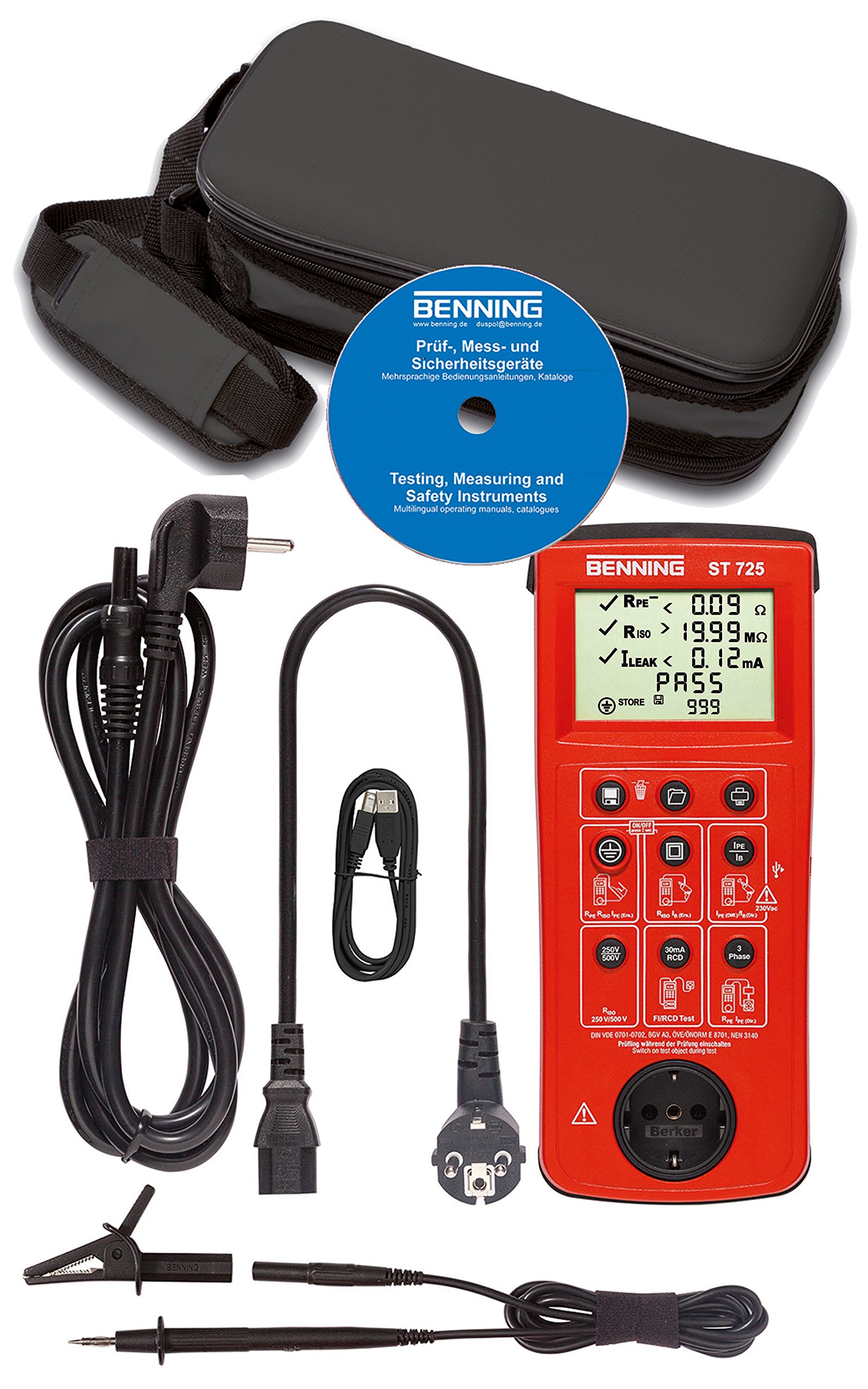 Benning 050316 ST 725 Gerätetester, Rot