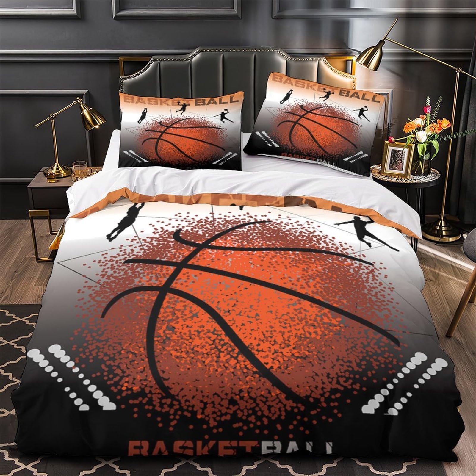 Parure de lit de basket 135x200cm avec housse de couette en microfibre imprimée 3D