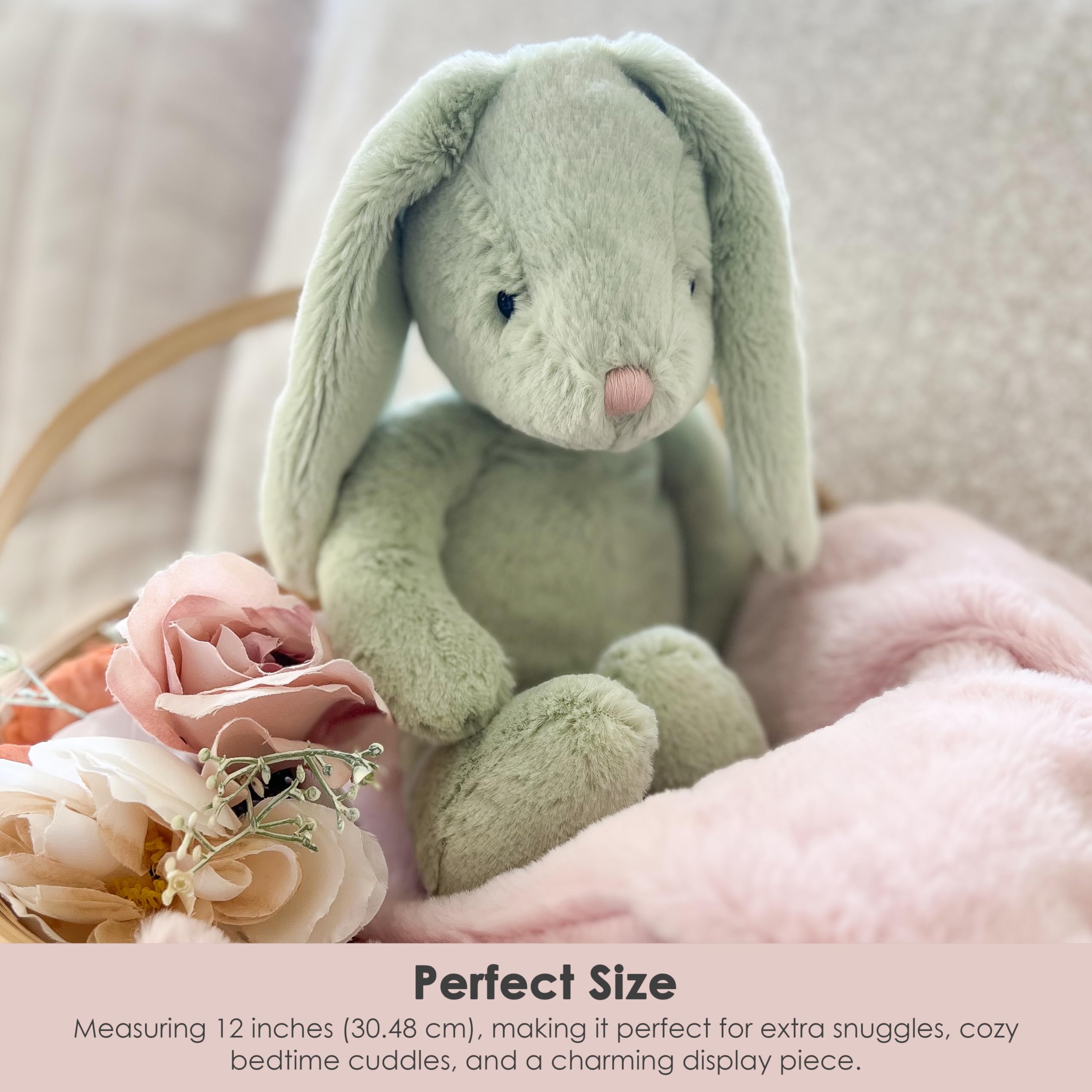 MON AMI Chloe The Bunny 13-Inch Stuffed Rabbit for Boys & Girls, Green, 12 inches - Image 3