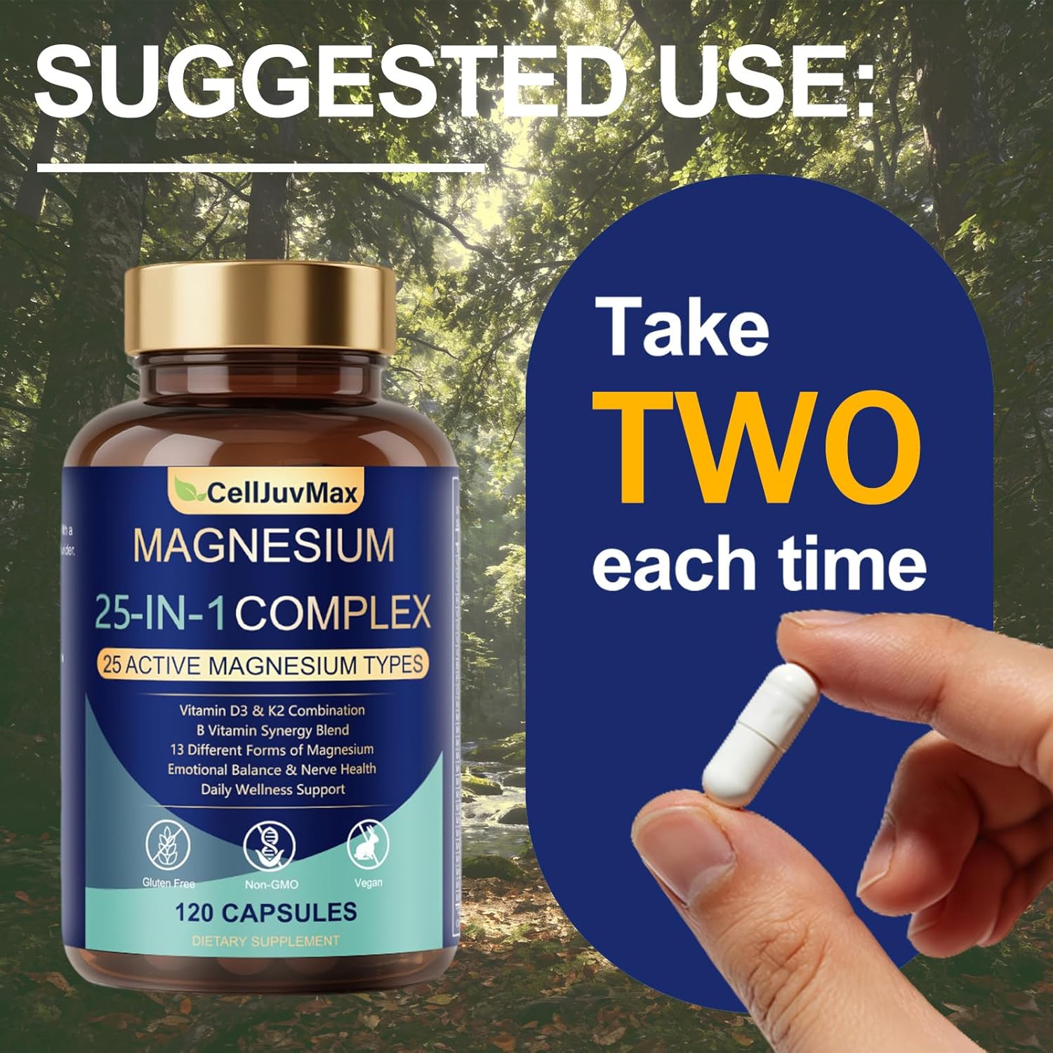 25-in-1 Magnesium Complex | Multi-Form Absorbable Blend for Daily Nutritional Support, 120 Vegan Caps (1)