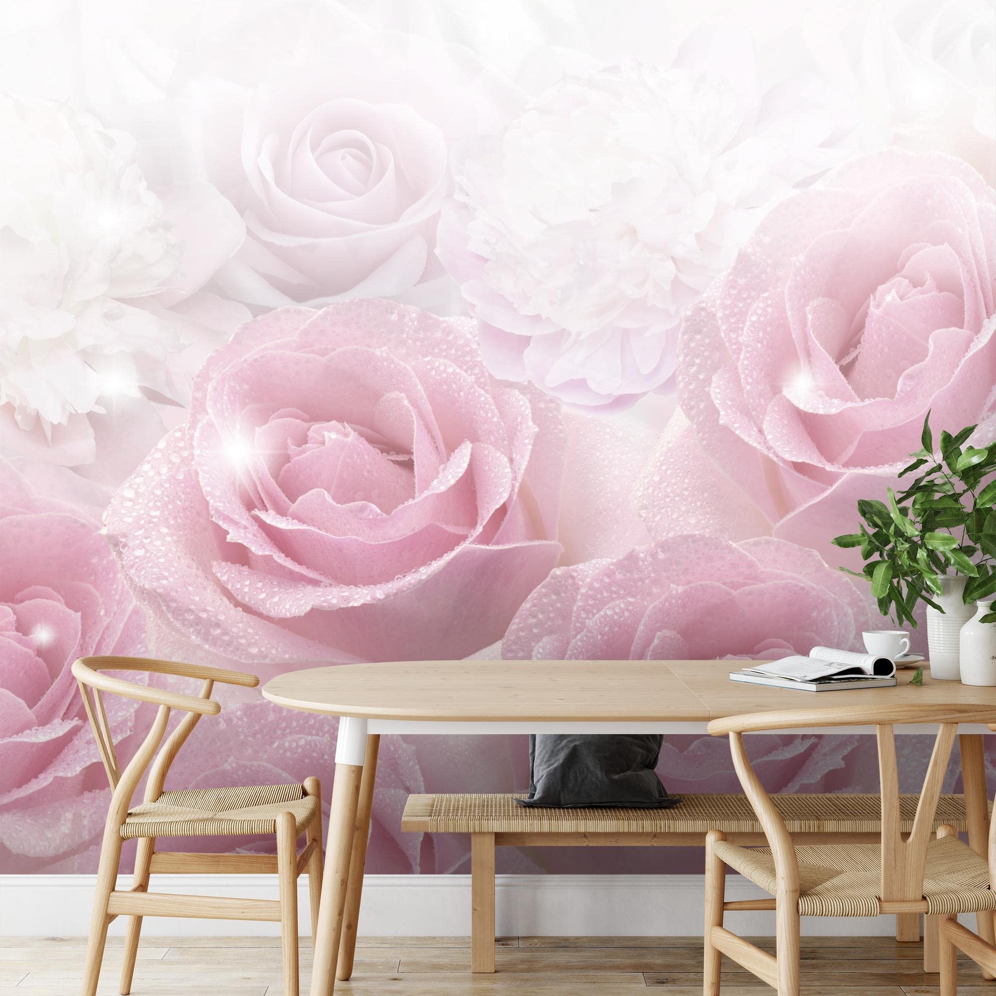 Fotobehang Hortensia's en Rozen Zwart Roze • Ontdek vandaag