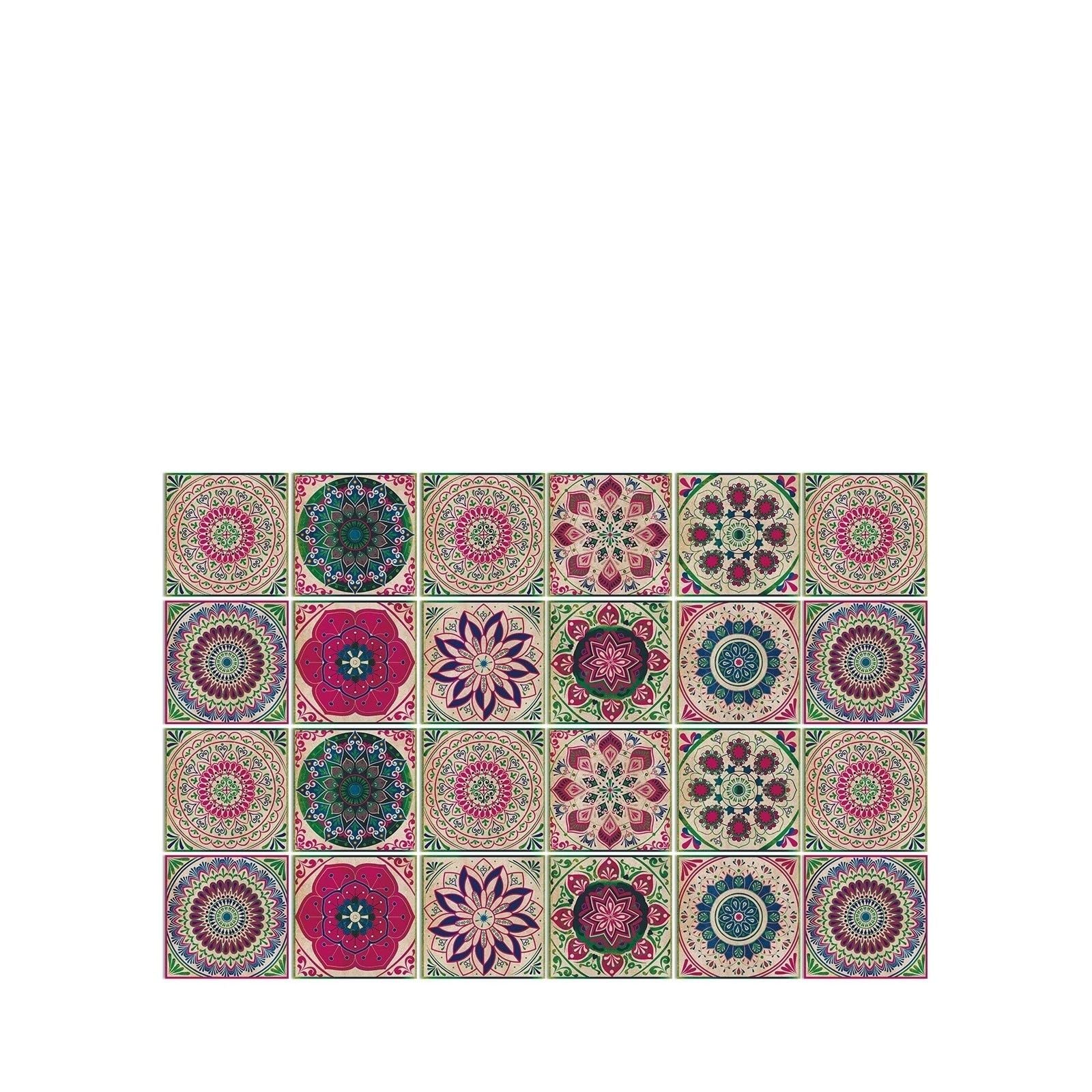 24 Uds. Pegatinas de pared autoadhesivas de Pvc impermeables, azulejo marroquí, decoración de papel tapiz for sala de estar y cocina(HZ55,L=20 * 20 * 24PCS)