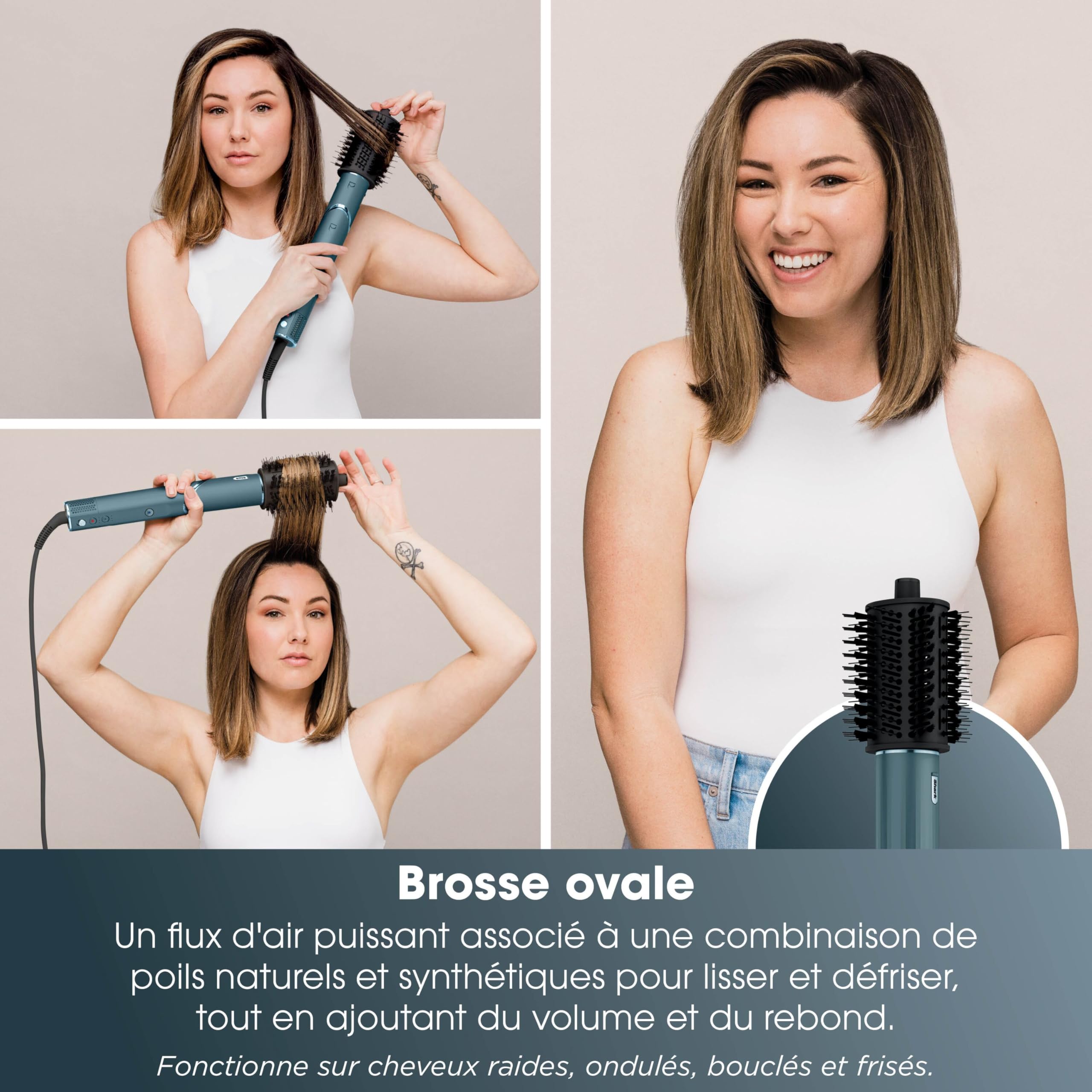 Shark FlexStyle – Bleu sarcelle. Boucleurs à Air, Embout de finition Anti-Frisottis, Brosse Ovale, Concentrateur, Pinces, Pochette de Rangement, aucun dommage thermique HD456TLEU