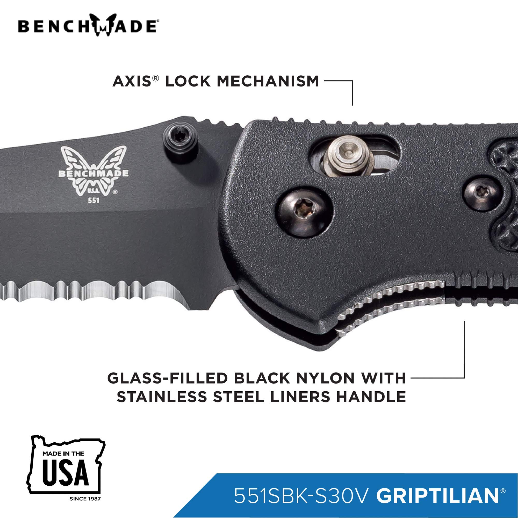 Griptilian, hoja negra - Filo: Combinado 551SBK-S30V