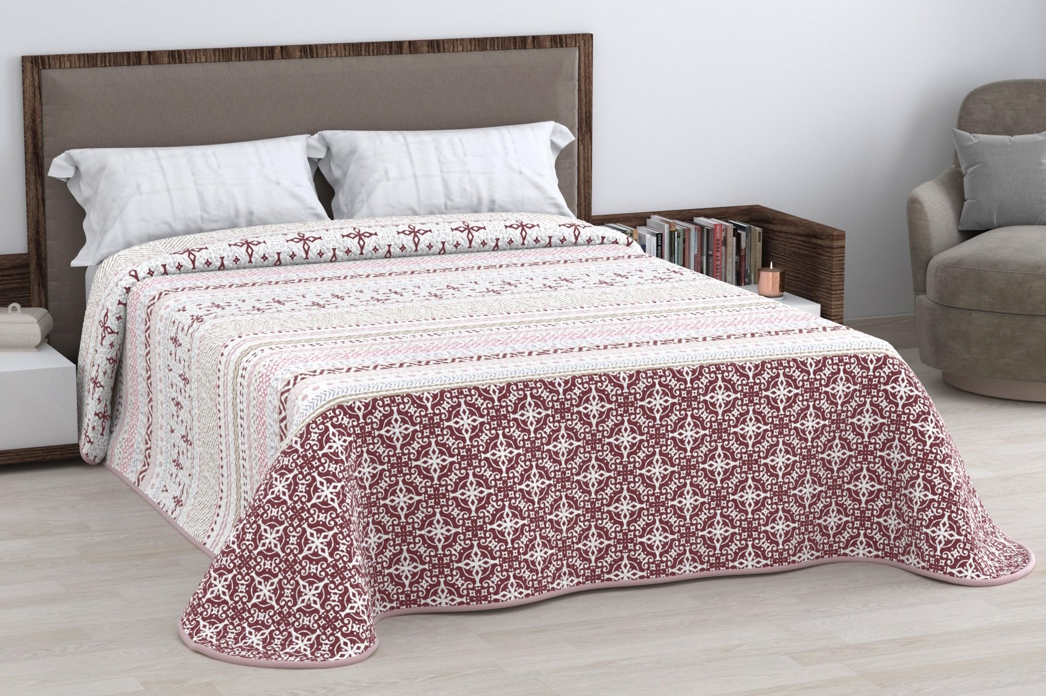 HM'S HOME'SECRET Colcha Bouti Estampada de 100% Microfibra Suave - Variedad de Diseños y Tamaños (Liso Gris, Cama 150cm) — view 27