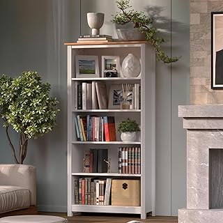 From the Tree Furniture Solid Pine Wood Bookcase – Tall Bookshelf with 4 Adjustable Shelves for Home, Office & Kids Room