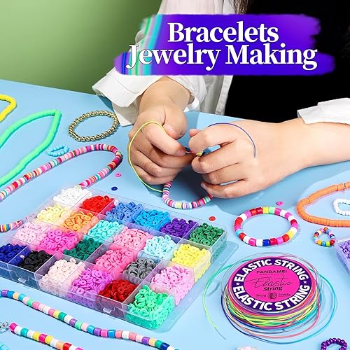 Miniatura 3 de FANDAMEI Cuerda elástica de 0.039 pulgadas para pulseras, pulseras elásticas con cuentas de arco iris, cordón elástico para hacer joyas, hilo