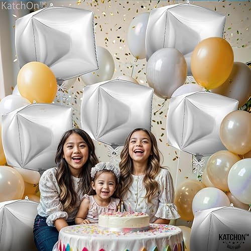 Miniatura 5 de KatchOn, Globos plateados brillantes de 22 pulgadas, paquete de 6 unidades, globos de aluminio plateado, despedida de soltera, globos de cumpleaños