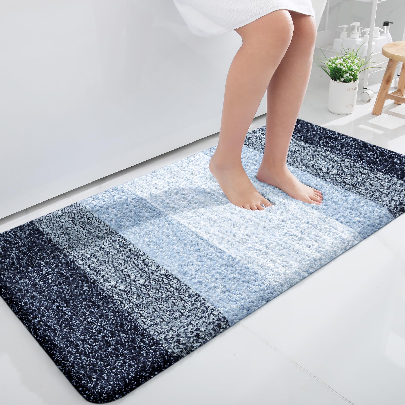 OLANLY Bathroom Runner Rugs Mat 44x24, Extra Soft Absorbent Microfiber Bath Rugs, Rubber Backing, Quick Dry, Washable Long Bath Mats for Bathroom, Tub