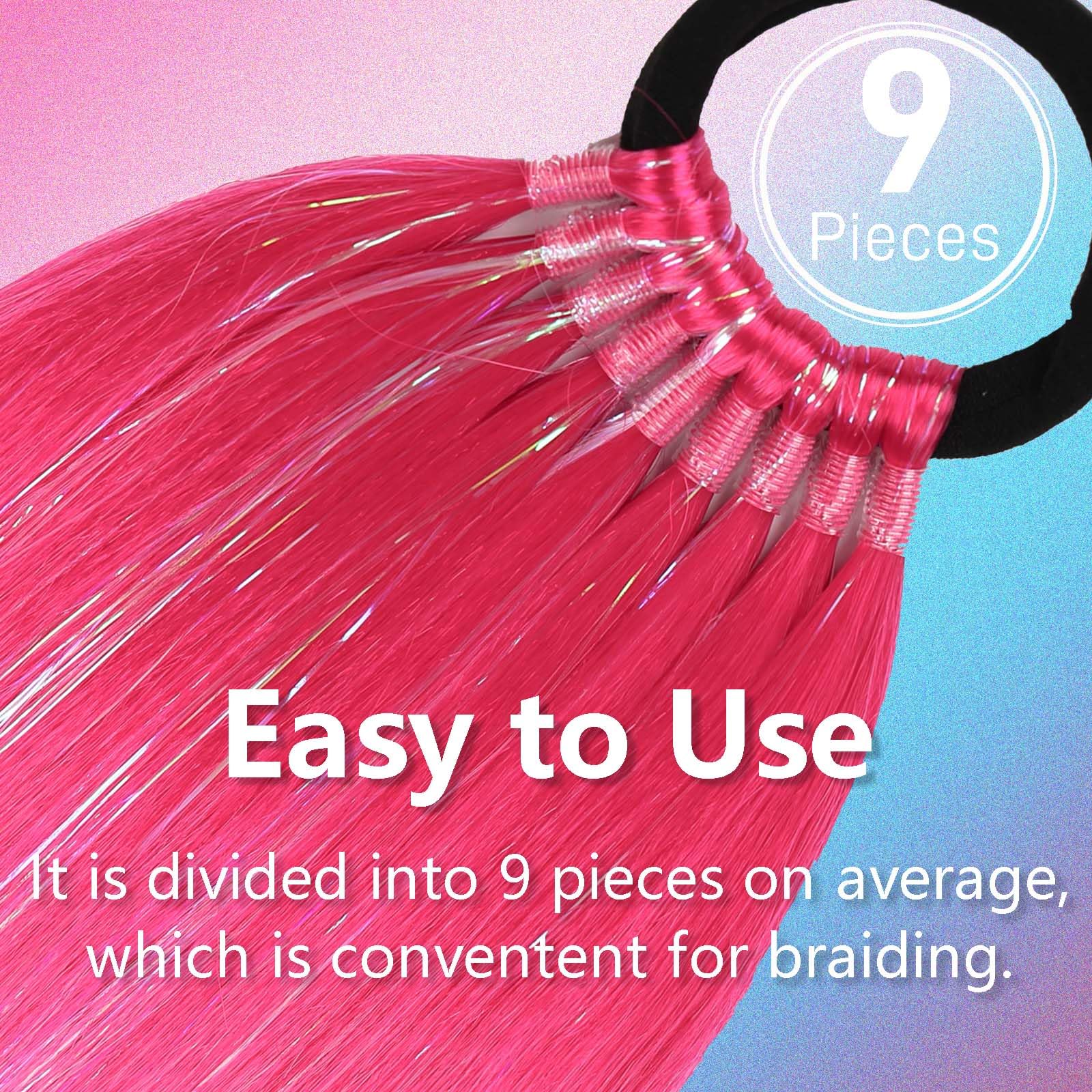 Rainbow Ponytail Extensions With Hair Tie 1 Packs 100g Coloured Hair Extensions for Braiding 26 inch Colorful Ombre Mermaid Pony Tail Synthetic Hair Extensions for Girl Women (#4-23) - Image 2