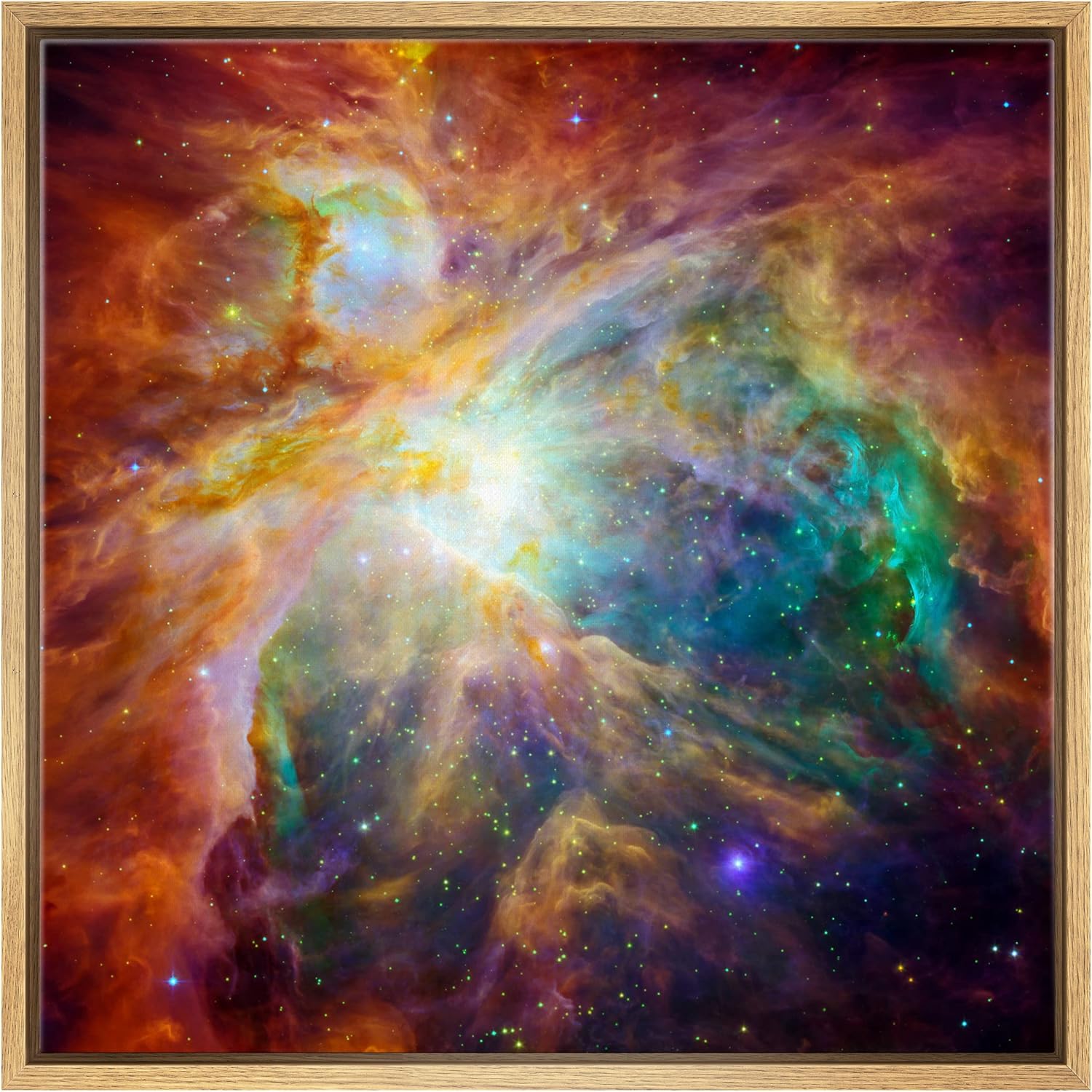 Cosmic Rainbow Orange & Green Galaxy Nebula Astronomy