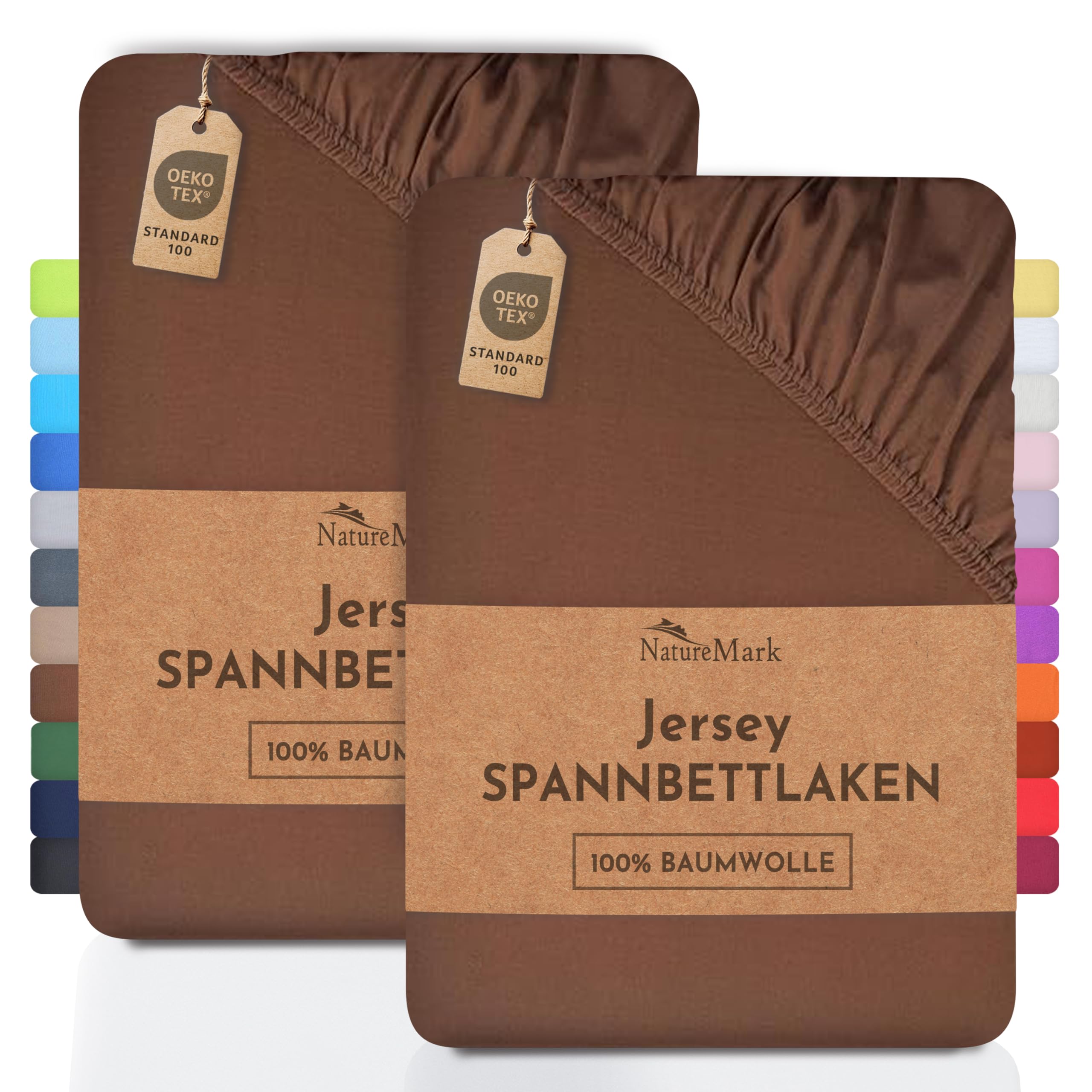 NatureMark Kinder Jersey Spannbettlaken 100% Baumwolle 70x140 cm - Schoko Braun | ÖKOTEX Standard 100 Markqualität