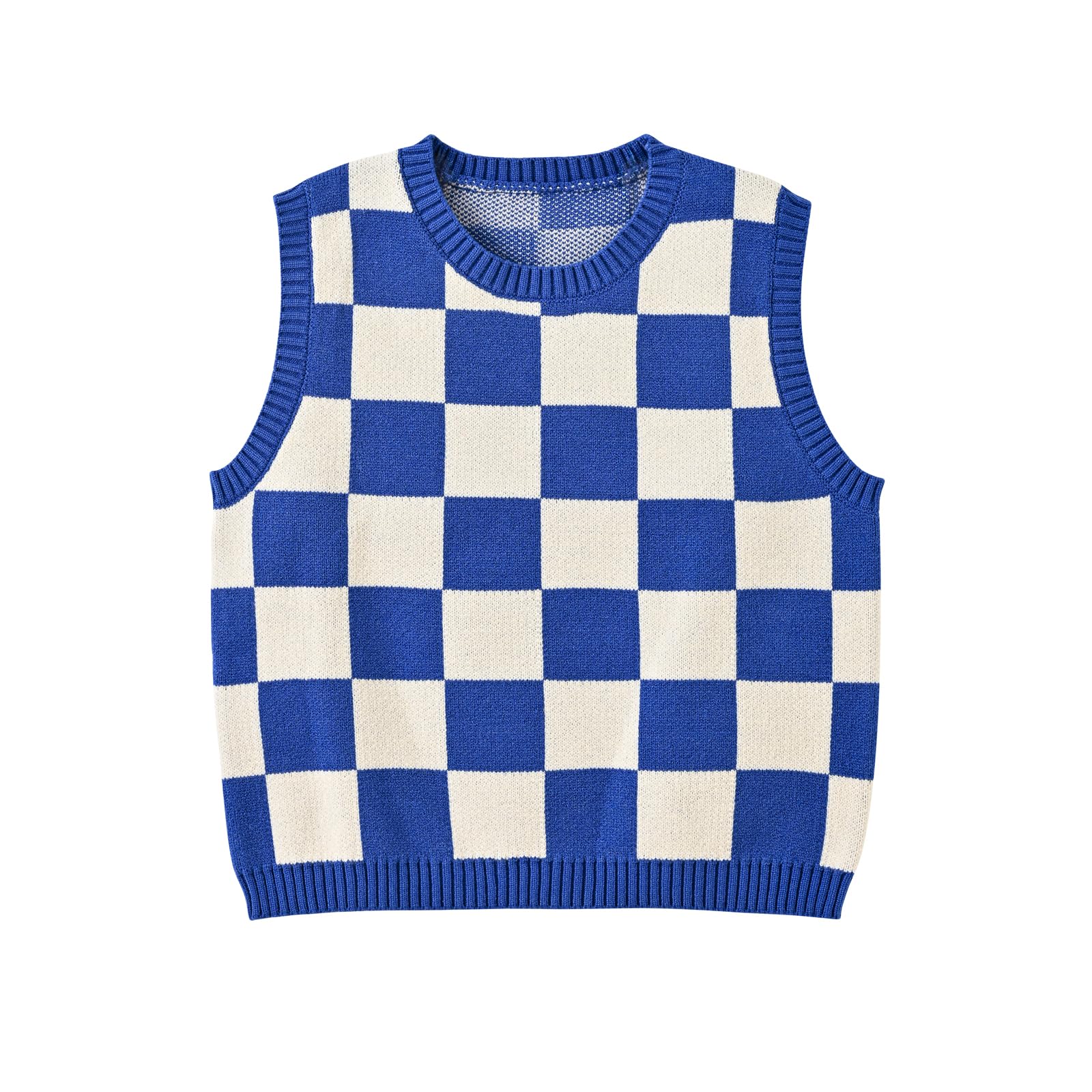 Women's Sweater Vest,Y2K Sleeveless Pattern Preppy Style Knitted Crop Tank Top for Girl