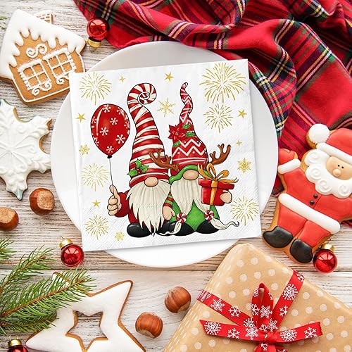 Vista 12 de AnyDesign - Paquete de 80 servilletas de papel para el día de San Valentín, diseño de gnomo y corazón, servilletas decorativas, para almuerzo, cena