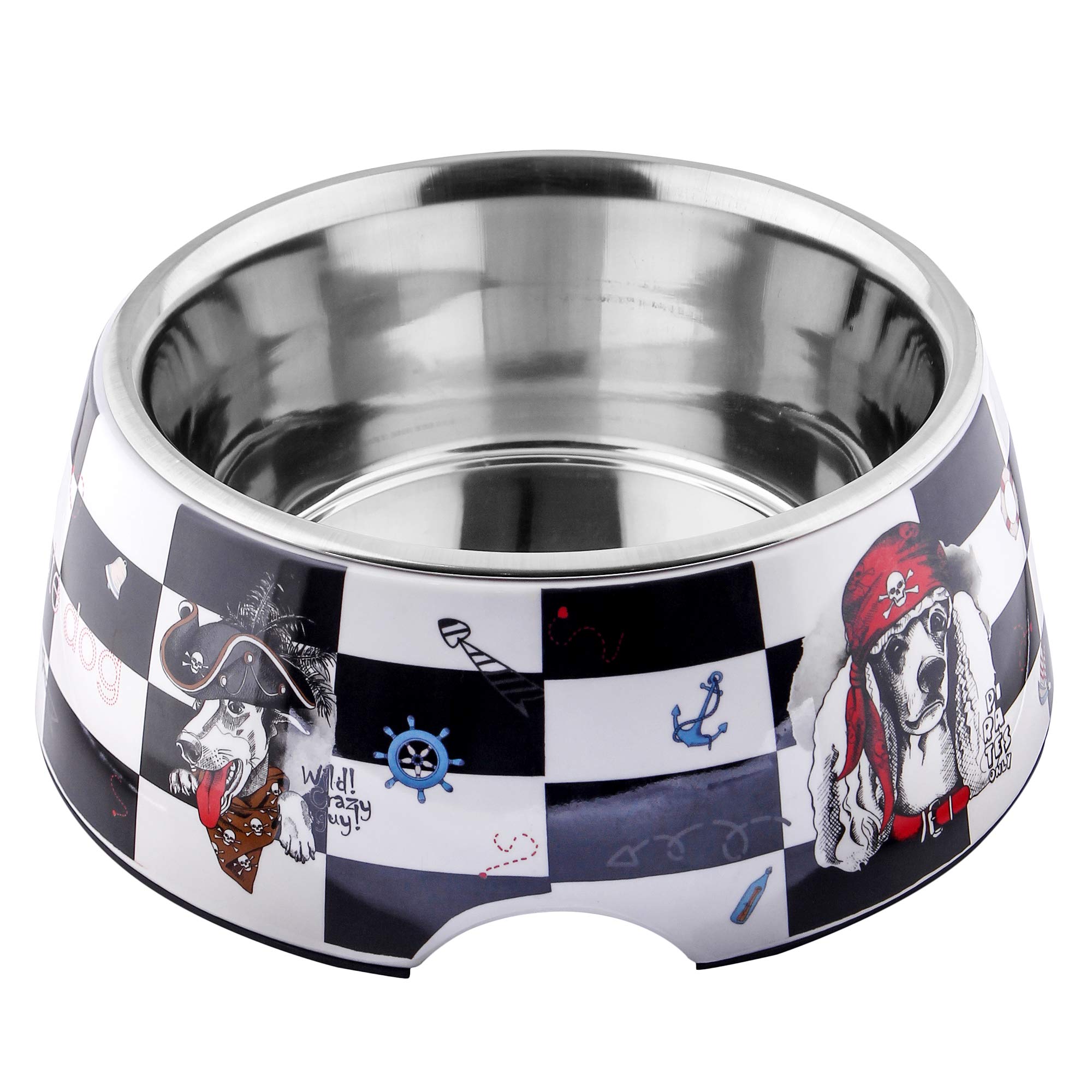 AniMax Black And White Designer Melamine Detachable Anti-Skid Stainless Steel Designer Food Bowls For Dogs (1 Pc. X-Small)-210 Ml,?33.02 cm,H_7.62 cm,W_17.78 cm (B08B6BKWWT) Amazon Price History, Amazon Price Tracker