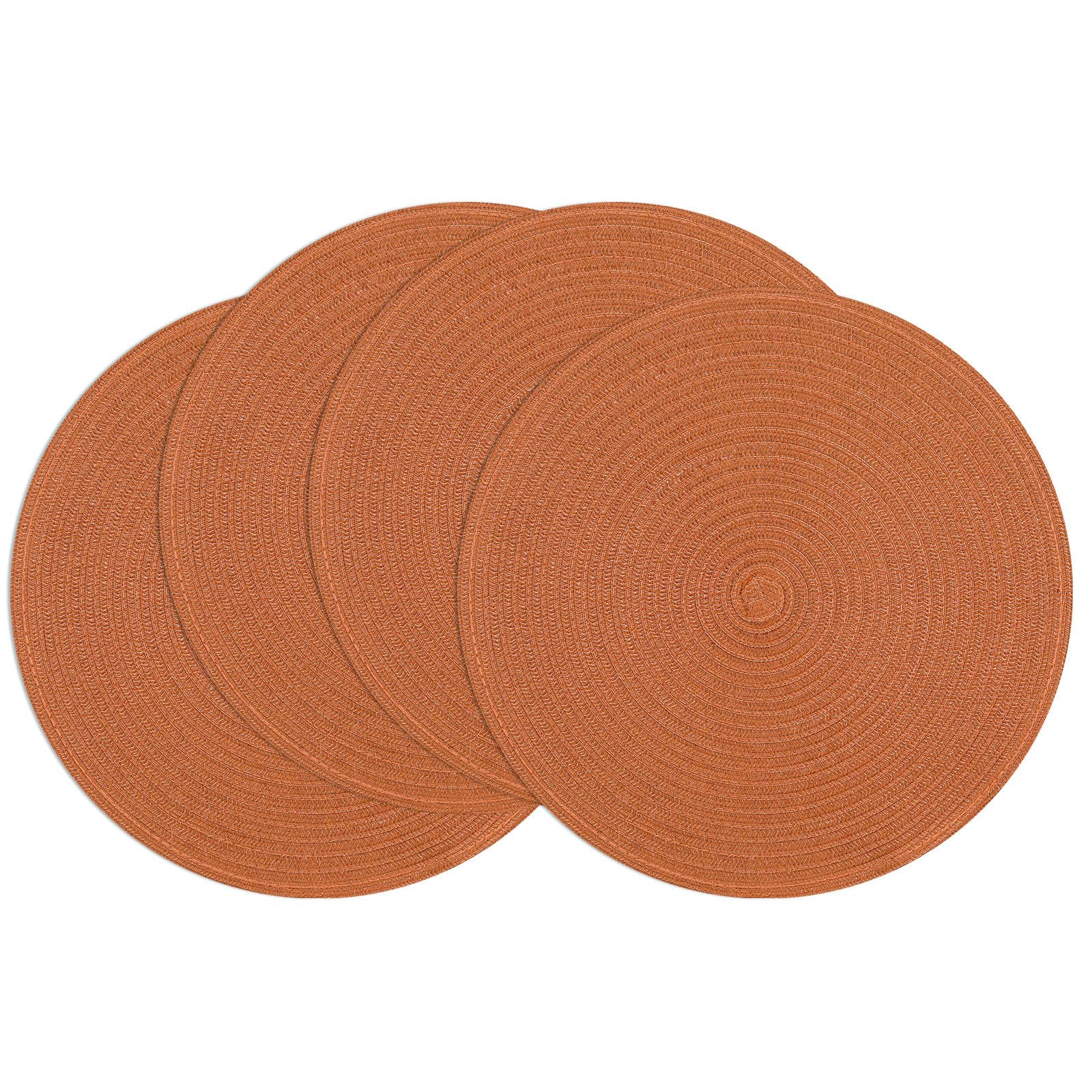 SHACOS Round Placemats Set of 4 for Dining Table 15 inch Round Braided Fall Placemats Washable Kitchen Table Mats Home Decor, Dark Orange
